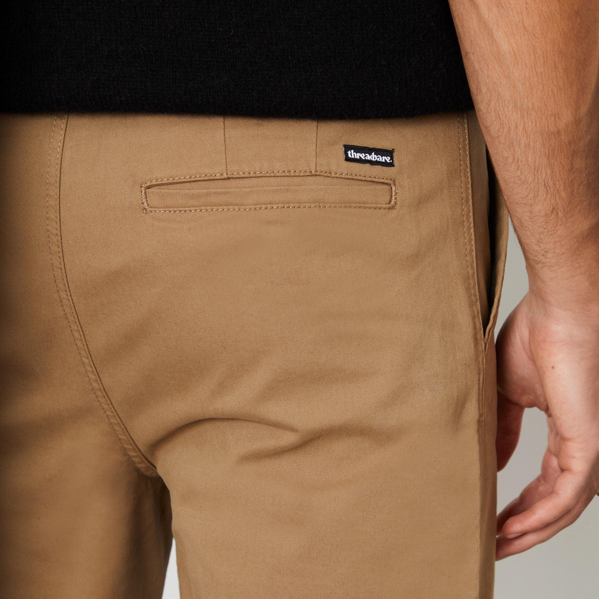 Stone - Threadbare - Cotton Straight Leg Pleated Chino Trousers With St - 4