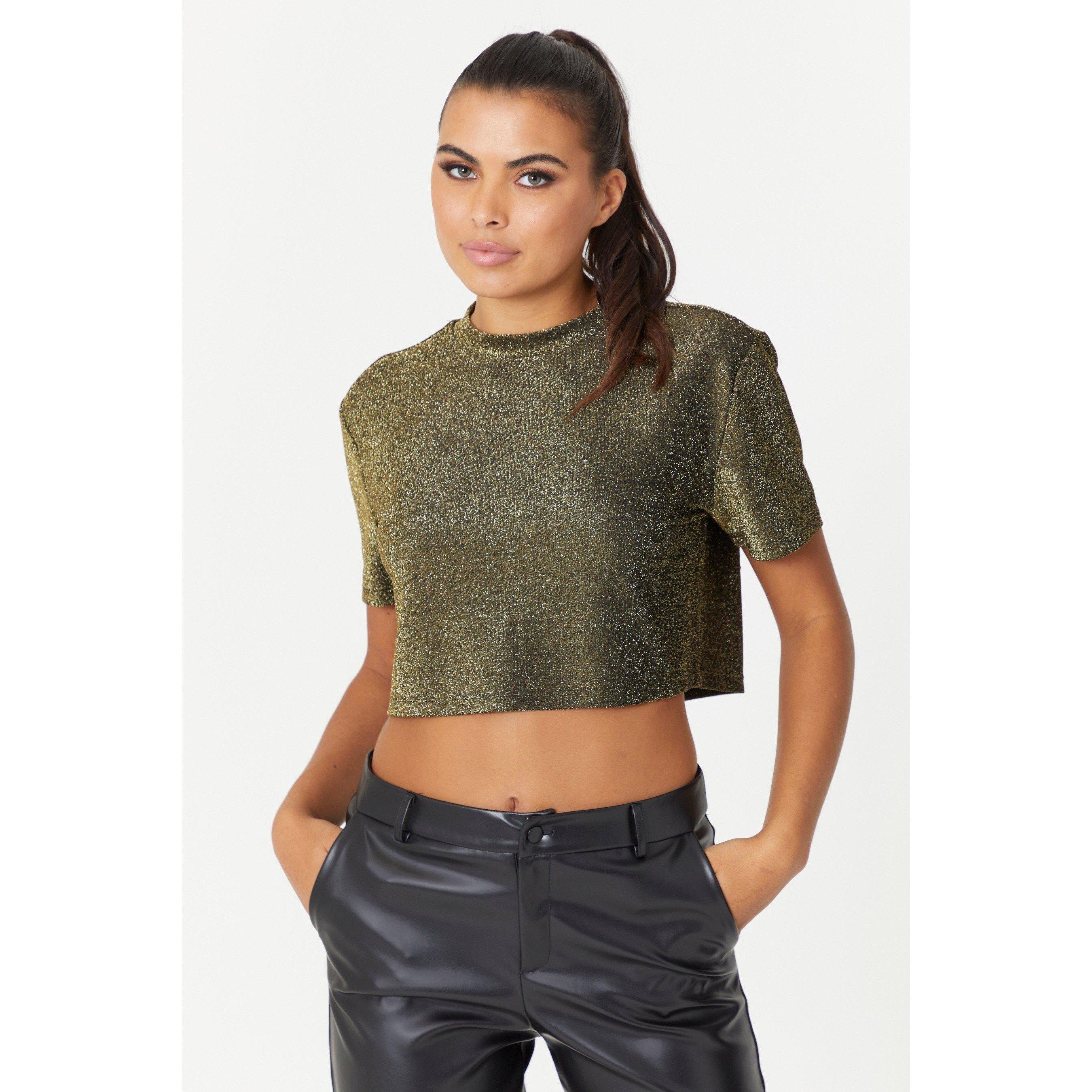 Gold Glitter - Be You - Glitter Crop Top - 1