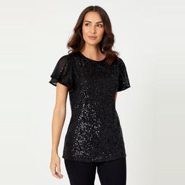 Be You Sequin Sequin Angel Sleeve Top