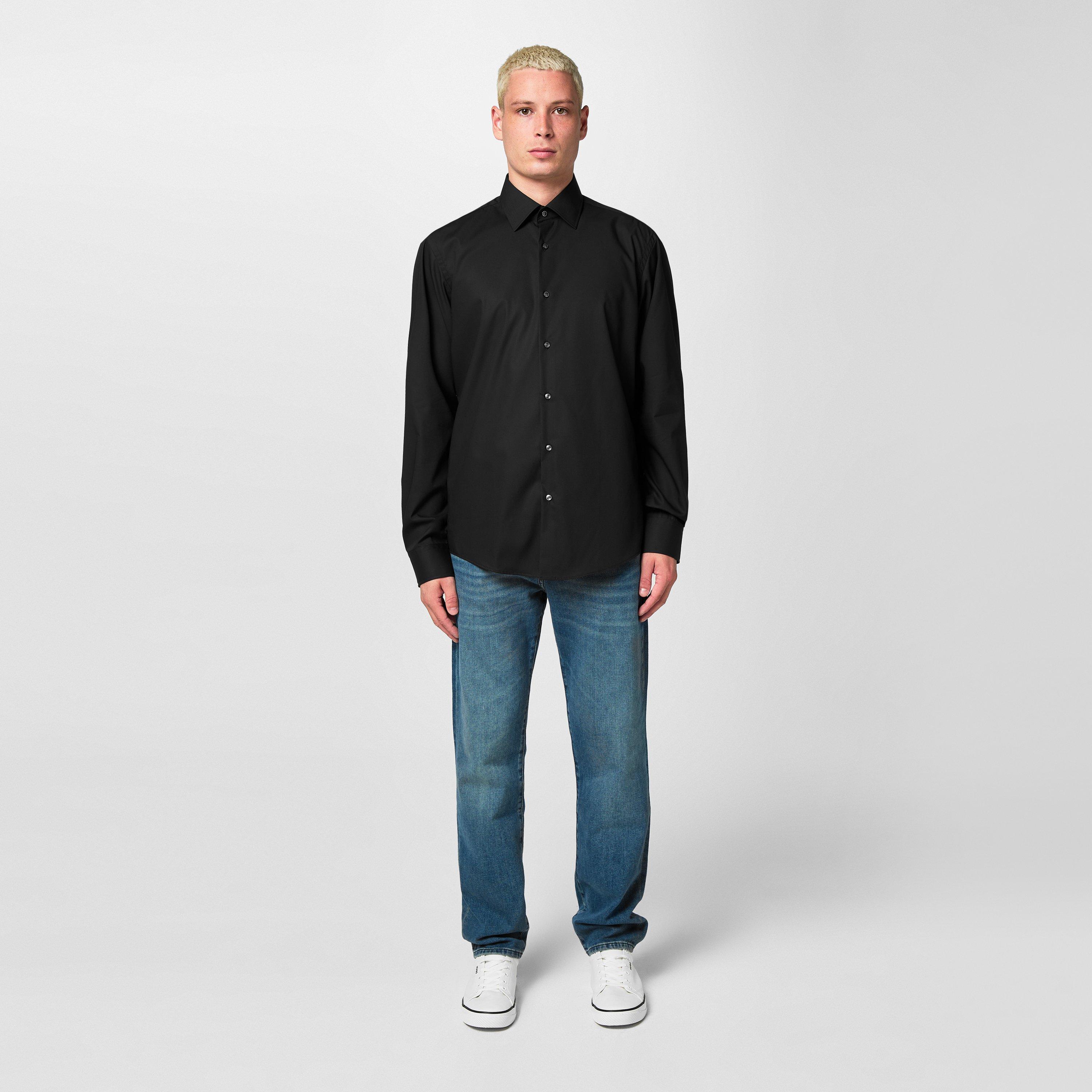 Black 001 - Boss - Men's H-JOE-Kent Shirt, Impeccable Tailoring - 3