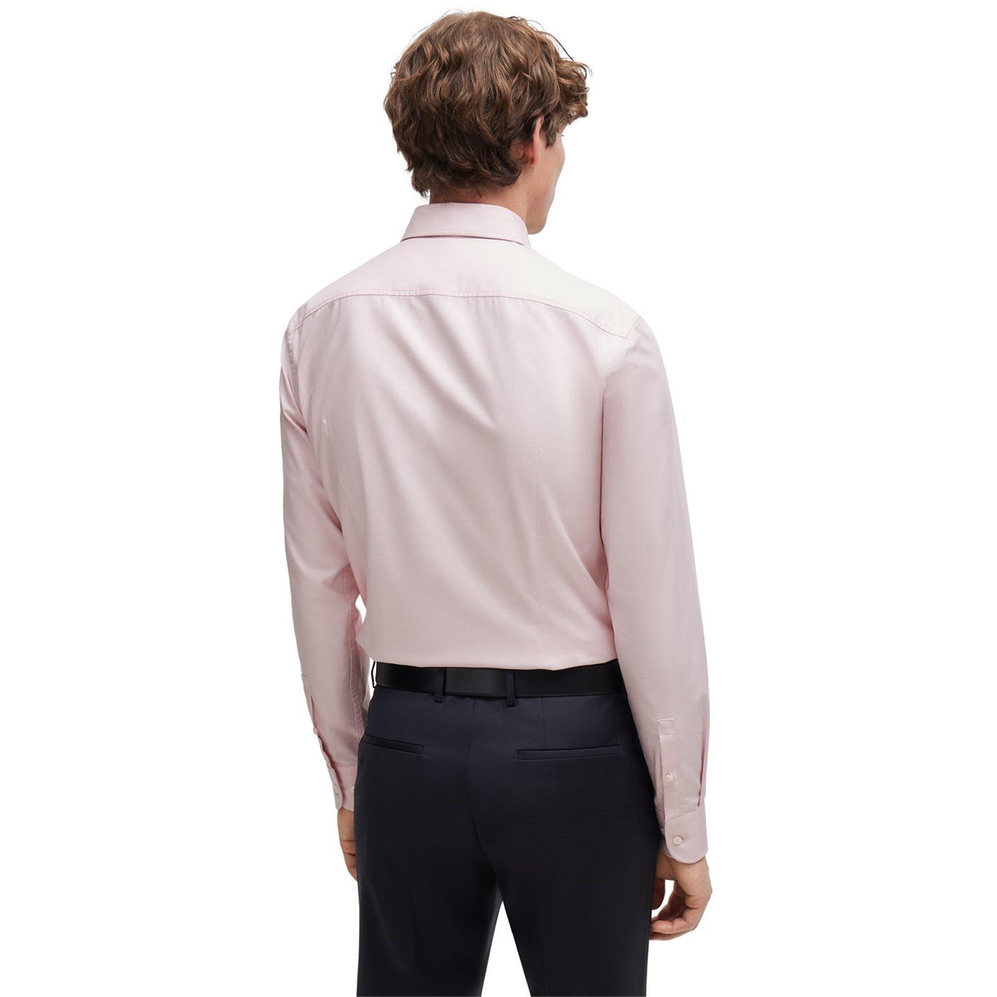 Pink 688 - Boss - Men's HBB HHANK Trim Plain Long-Sleeve Shirt - 4
