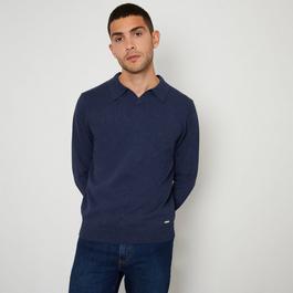 Threadbare Trophy Neck Knitted Long Sleeve Polo