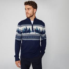 Threadbare Quarter Zip Christmas Knitted Jumper