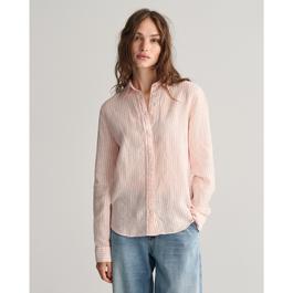 Gant REG LINEN STRIPE SHIRT PEACHY PINK