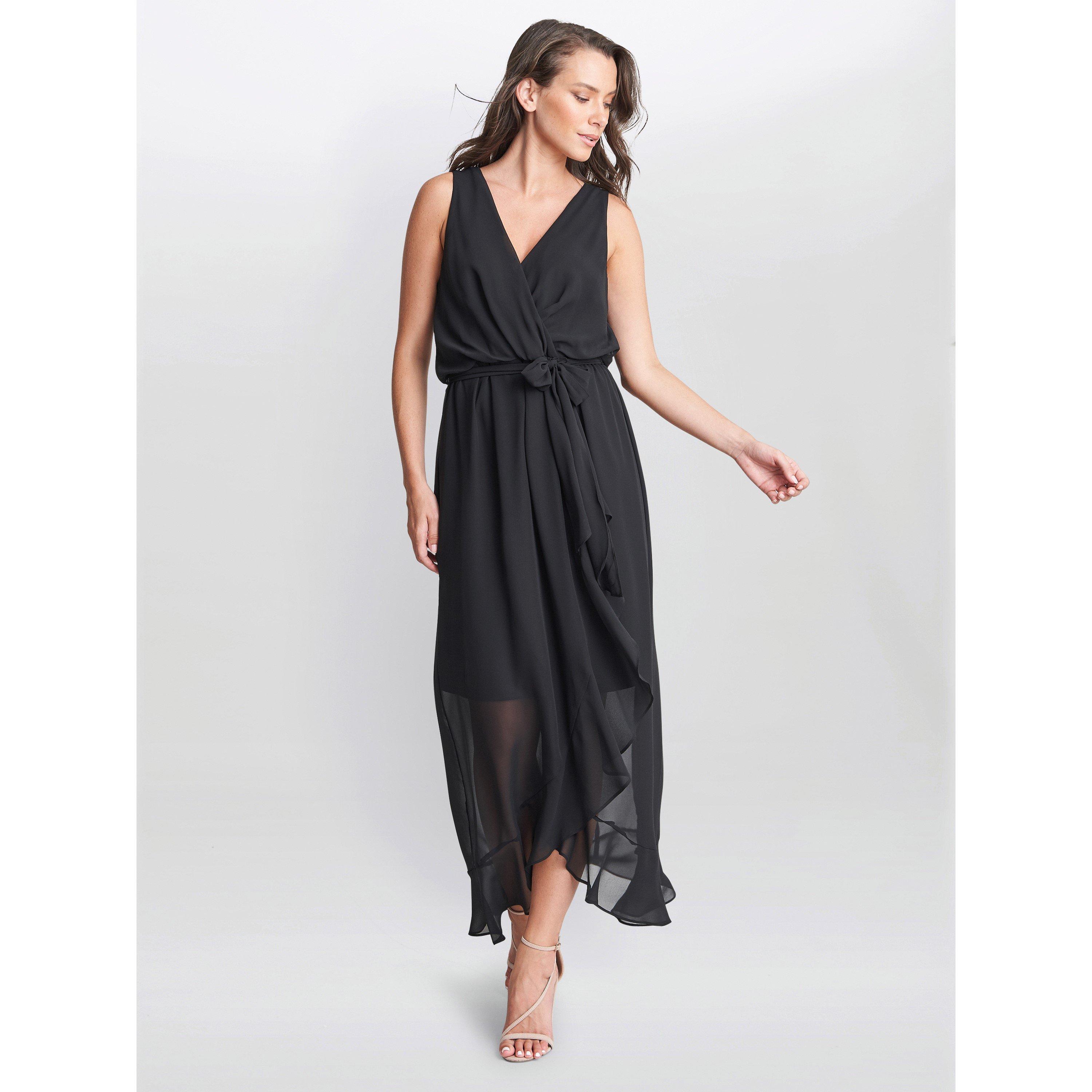 Black - Gina Bacconi - Imogen Sleevless Wrap Dress - 3