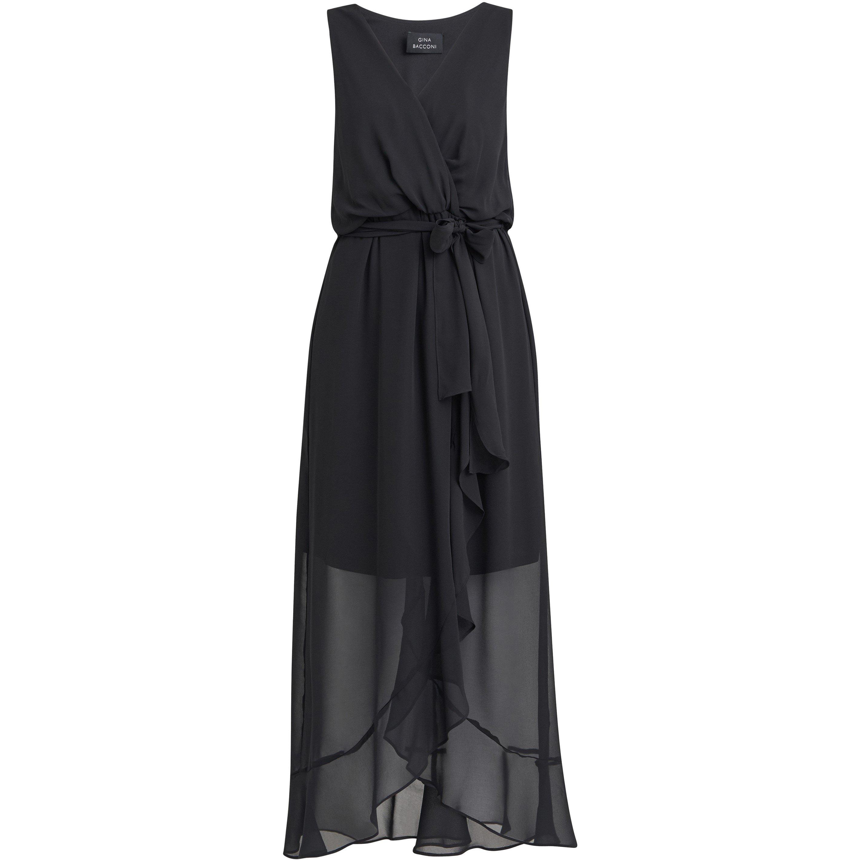 Black - Gina Bacconi - Imogen Sleevless Wrap Dress - 4
