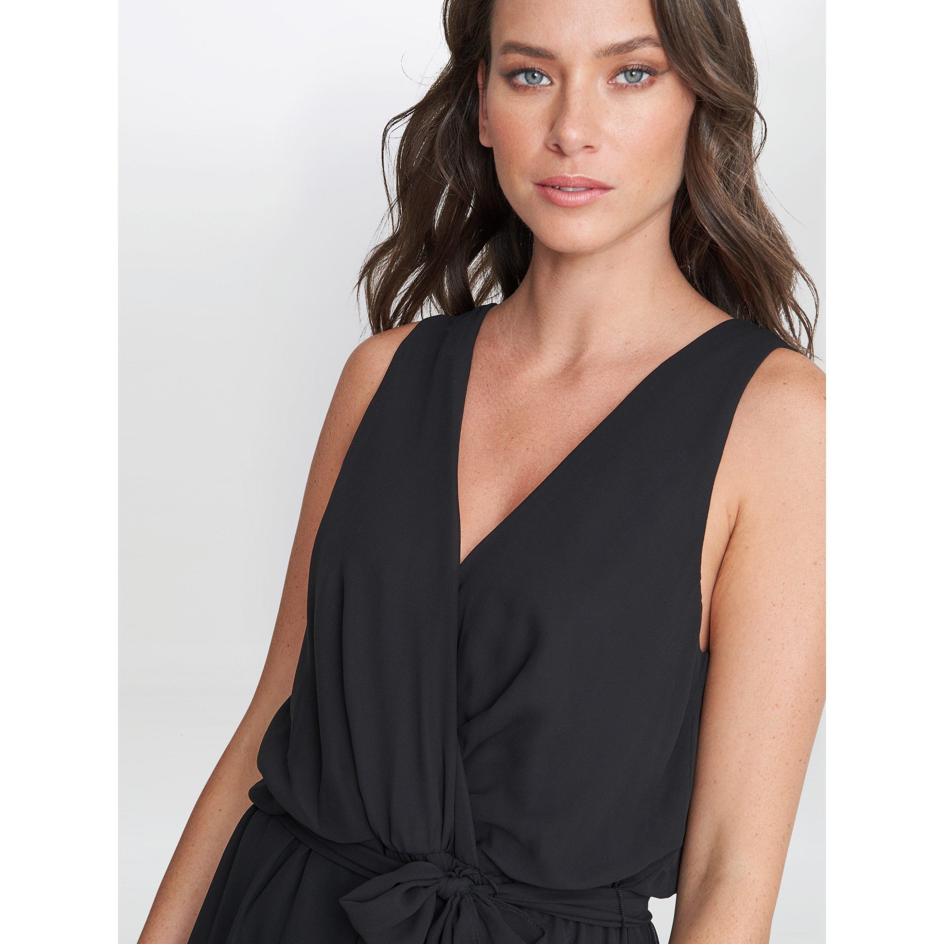 Black - Gina Bacconi - Imogen Sleevless Wrap Dress - 5