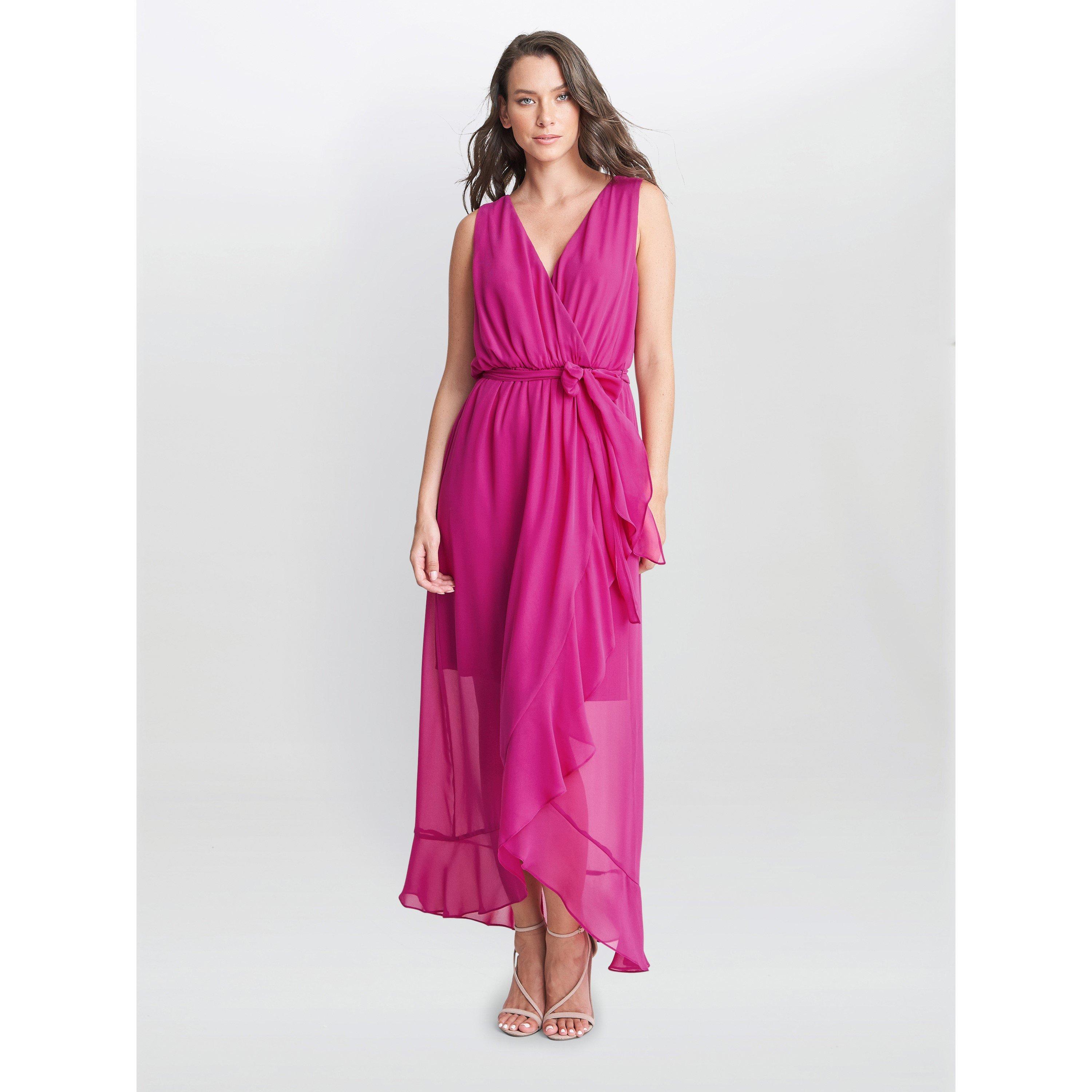 Gina Bacconi Women's Imogen Sleevless Wrap Dress - Fuschia - 16