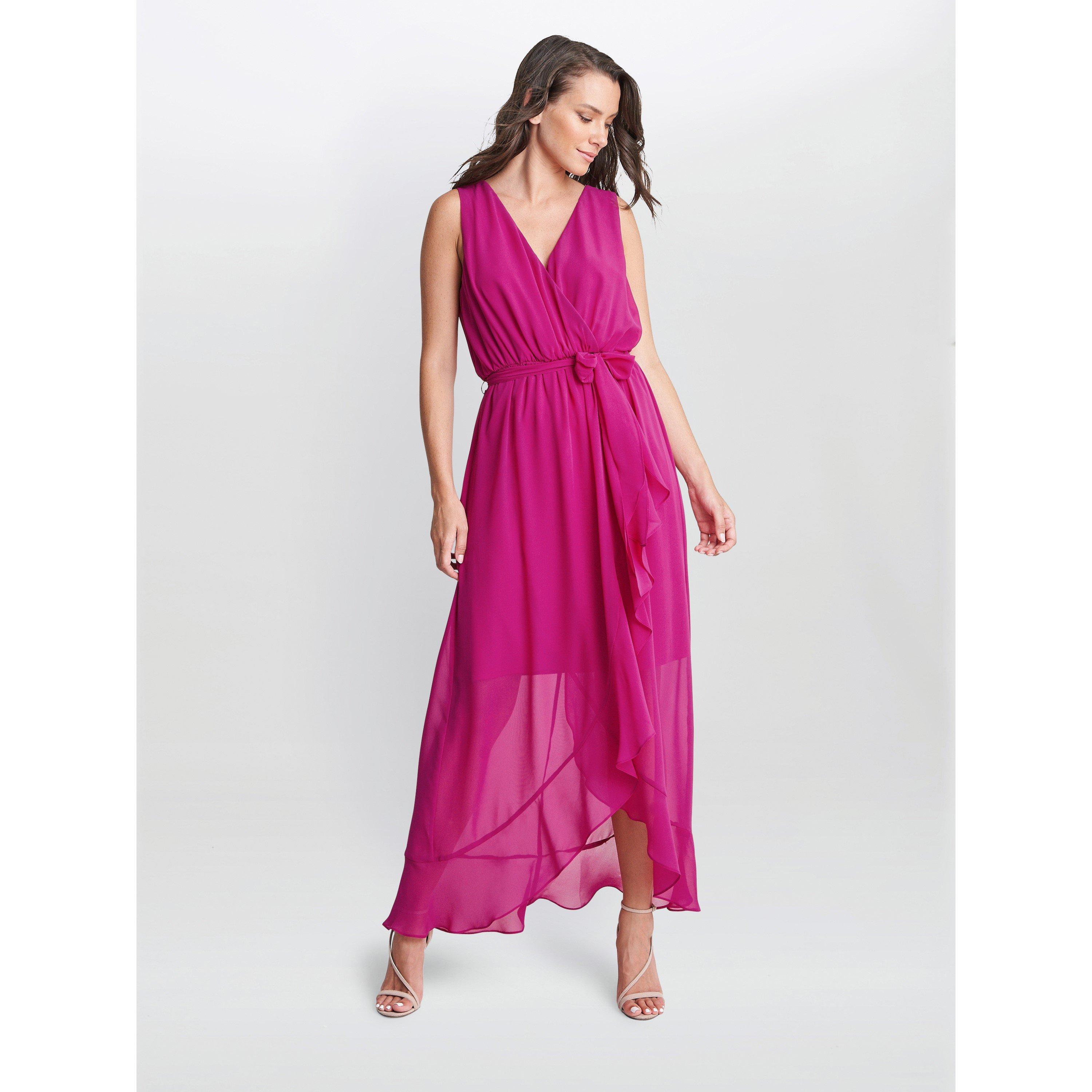 Fuschia - Gina Bacconi - Imogen Sleevless Wrap Dress - 3