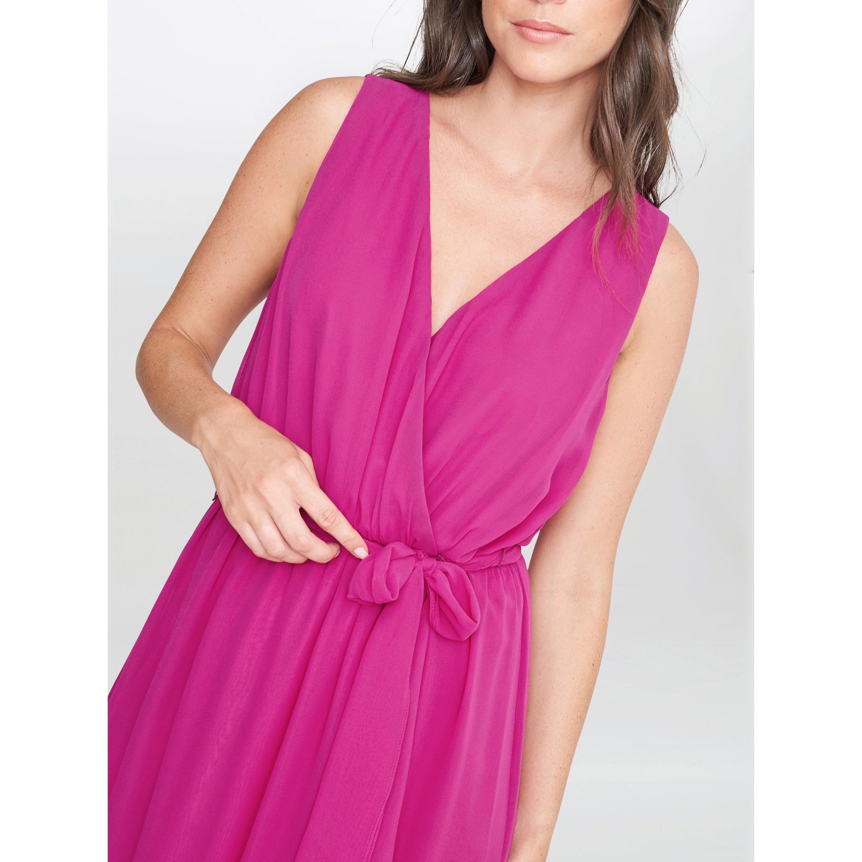 Fuschia - Gina Bacconi - Imogen Sleevless Wrap Dress - 5
