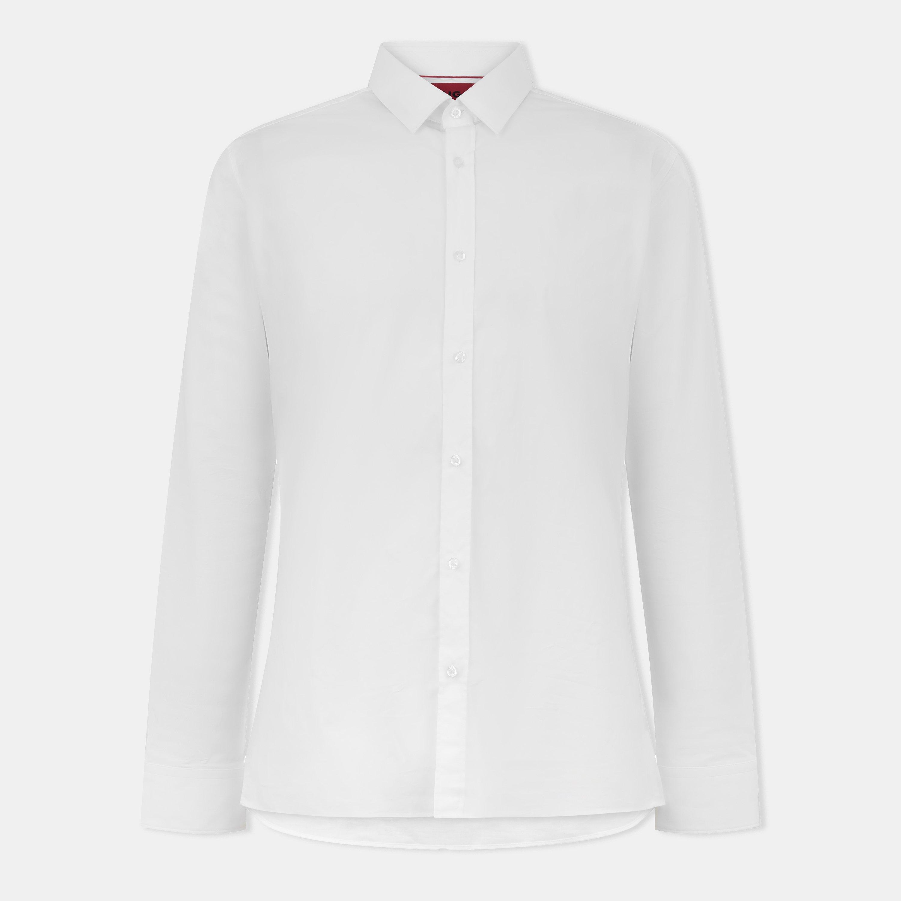 Open White 199 - Hugo - Men's Elisha Long Sleeve Plain Shirt - 10