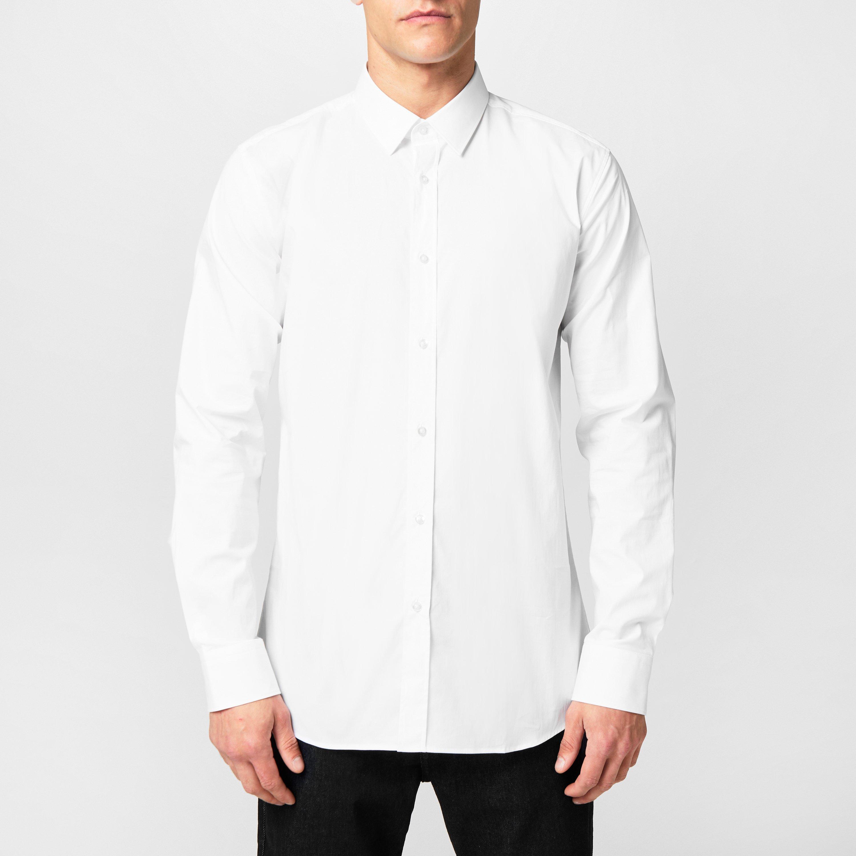 Open White 199 - Hugo - Men's Elisha Long Sleeve Plain Shirt - 3