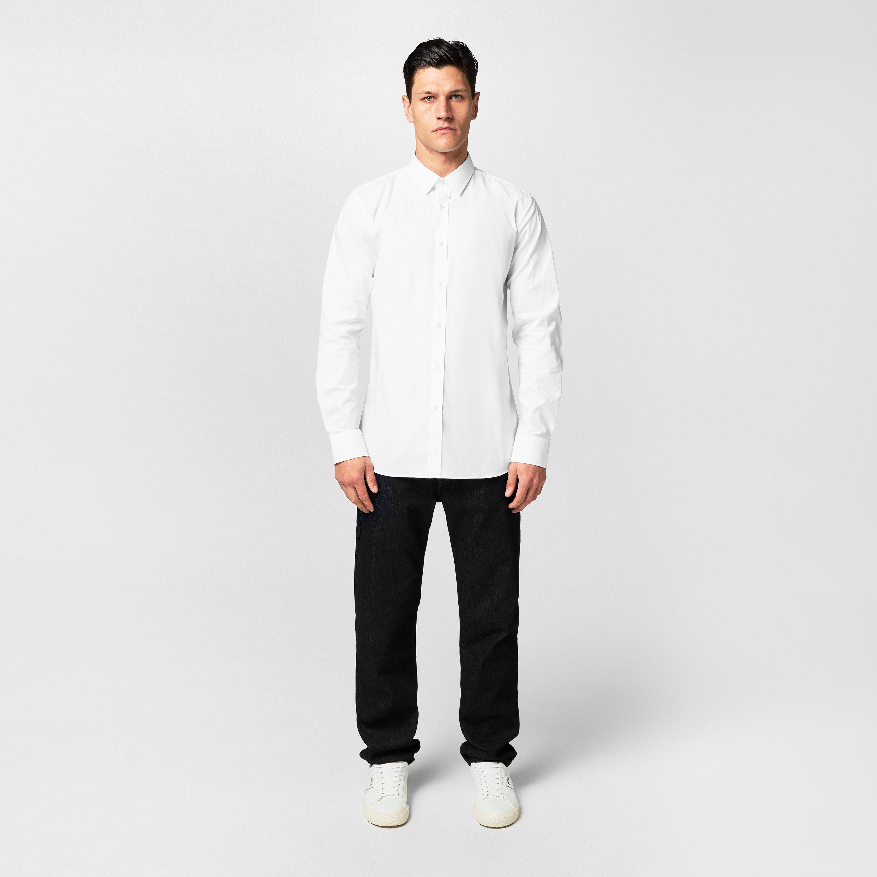 Open White 199 - Hugo - Men's Elisha Long Sleeve Plain Shirt - 7