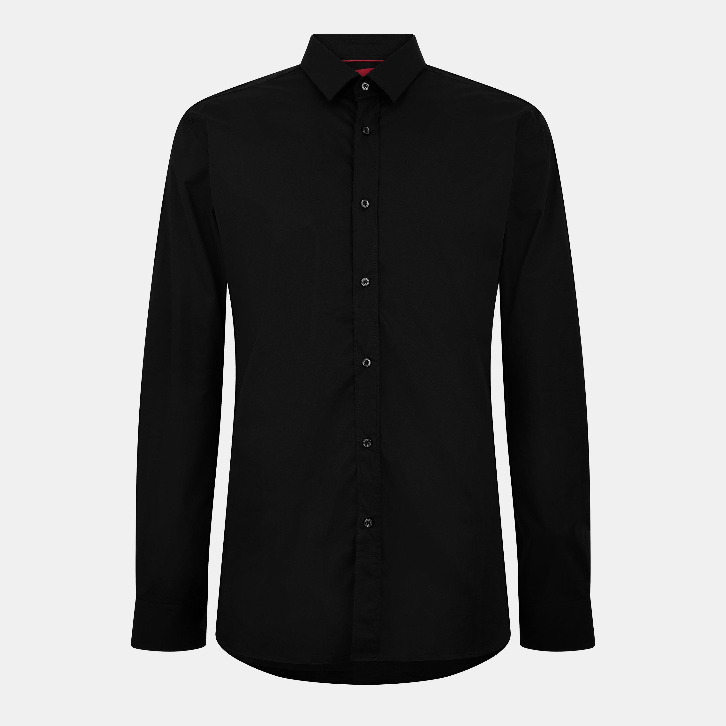 Hugo Men's Elisha Long Sleeve Plain Shirt - Black 001 - 16in (41)