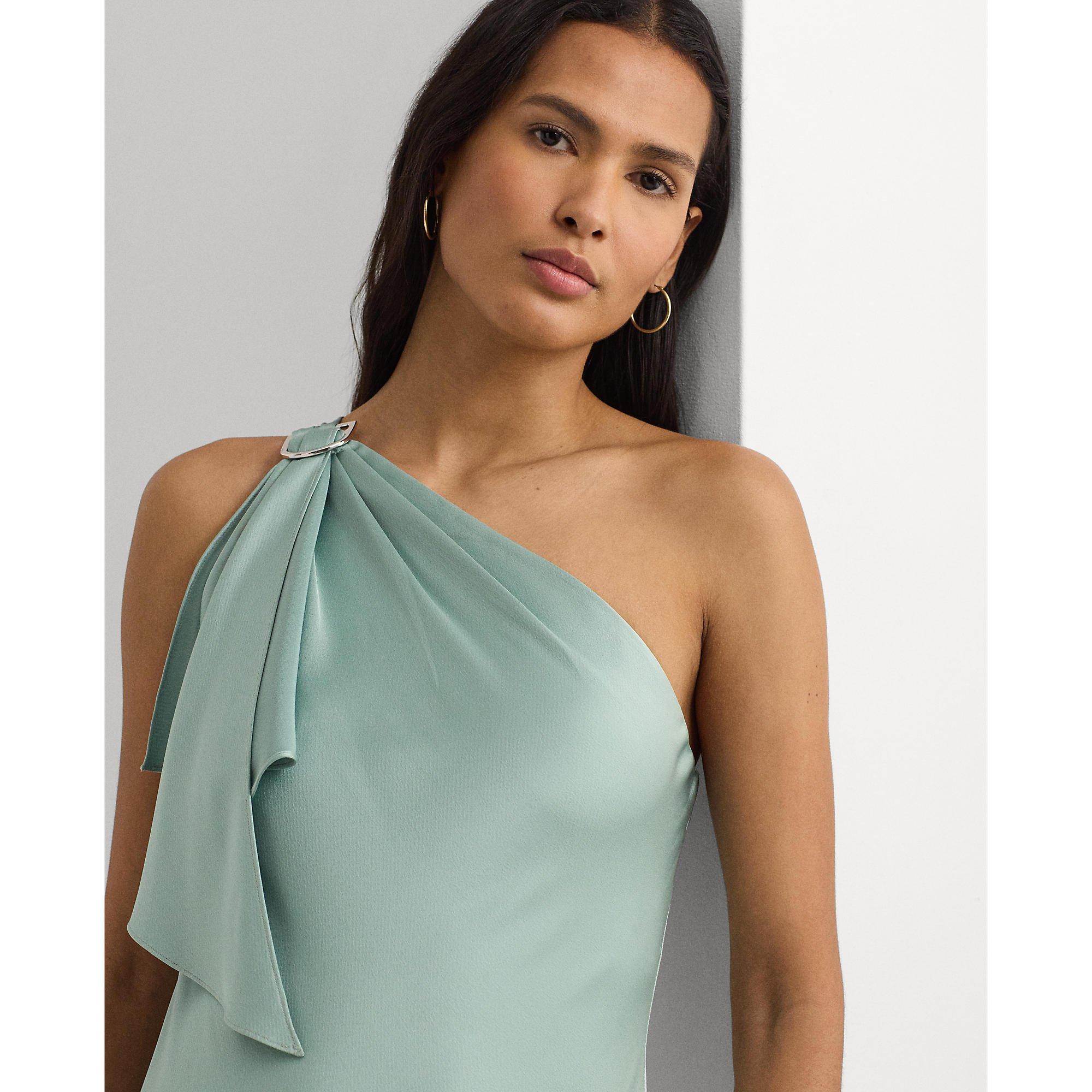 Soft Laurel - Lauren by Ralph Lauren - Satin Charmeuse One-Shoulder Gown - 5