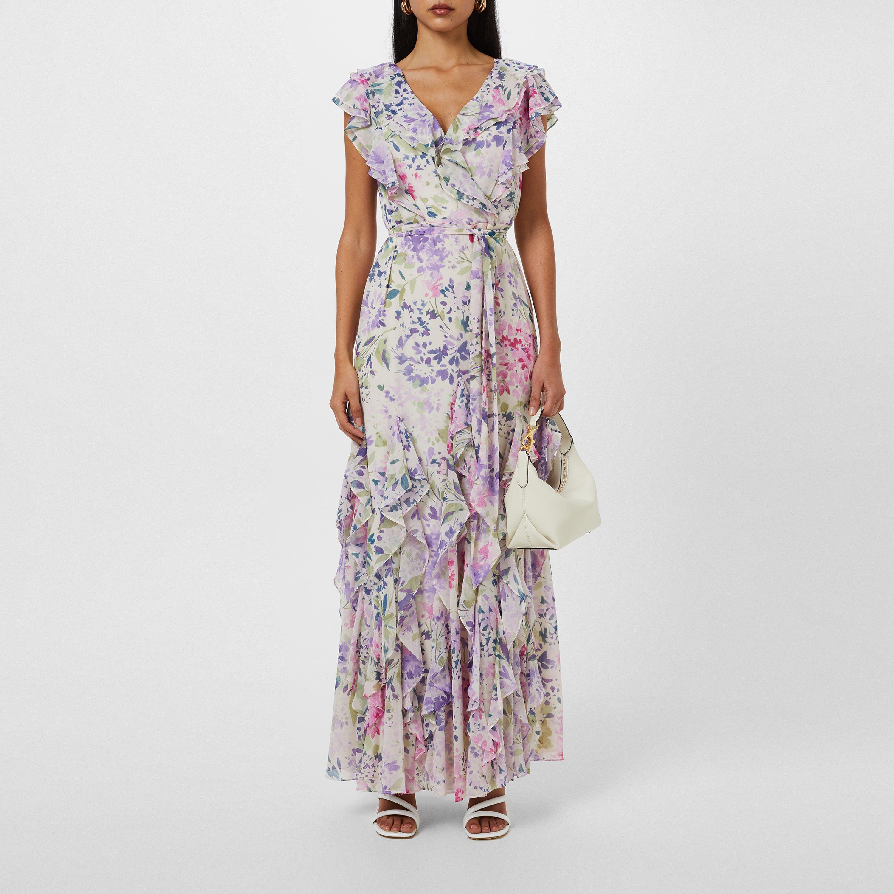 Cream Multi - Lauren by Ralph Lauren - Floral Ruffle-Trim Georgette Gown - 5