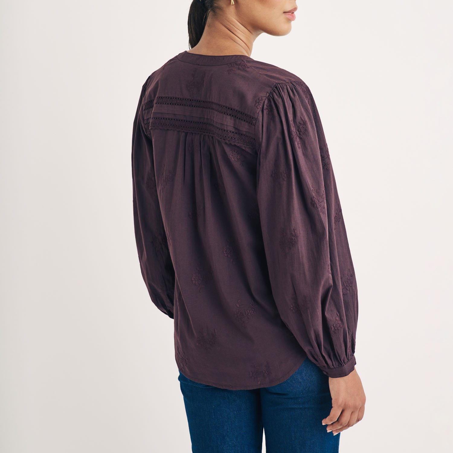 Brown - Nobodys Child - Fern Floral Embroidered Blouse - 3