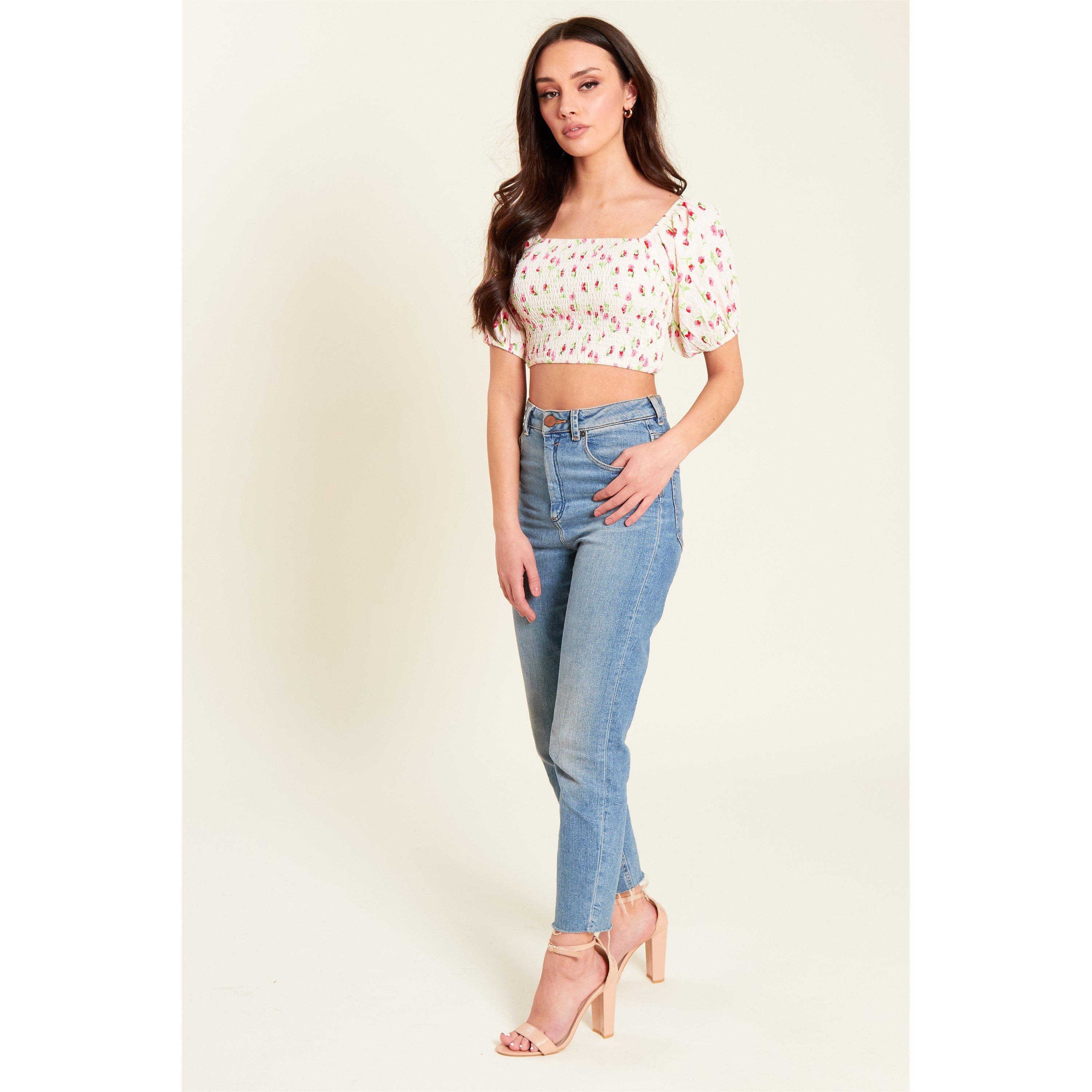 Fiorellini crema - Be You - Shirred Crop Top Womens - 3