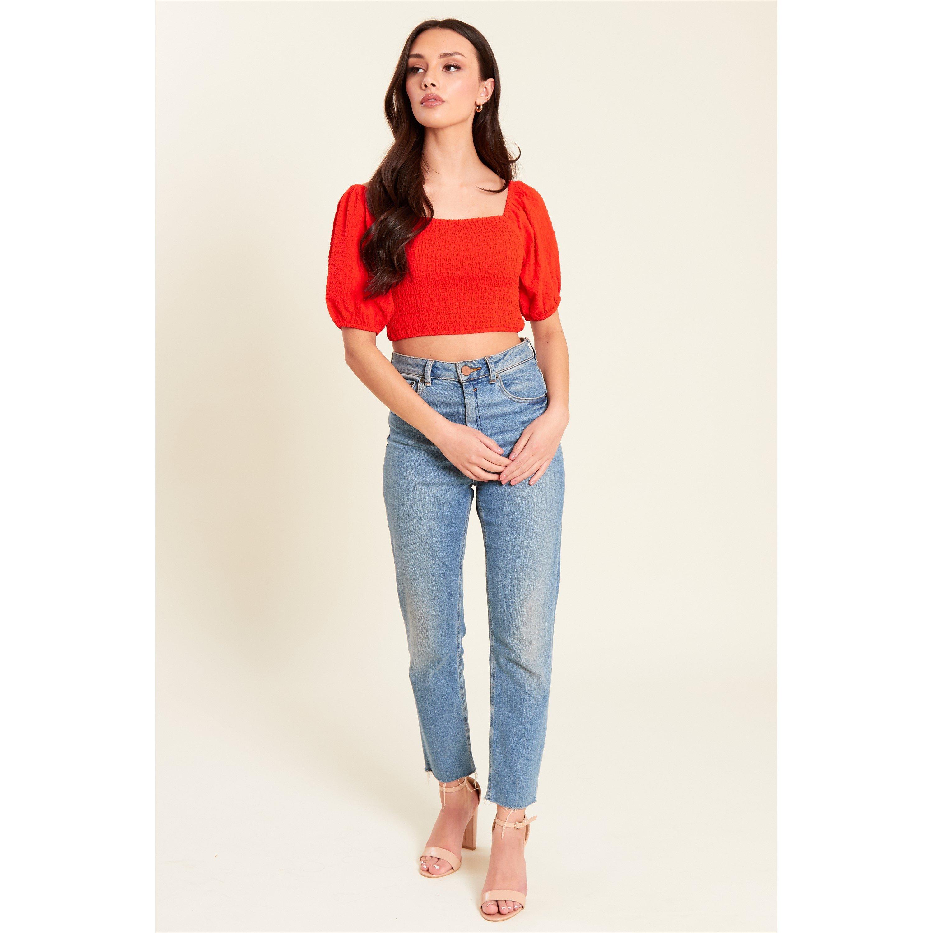 Red - Be You - Shirred Crop Top Womens - 1