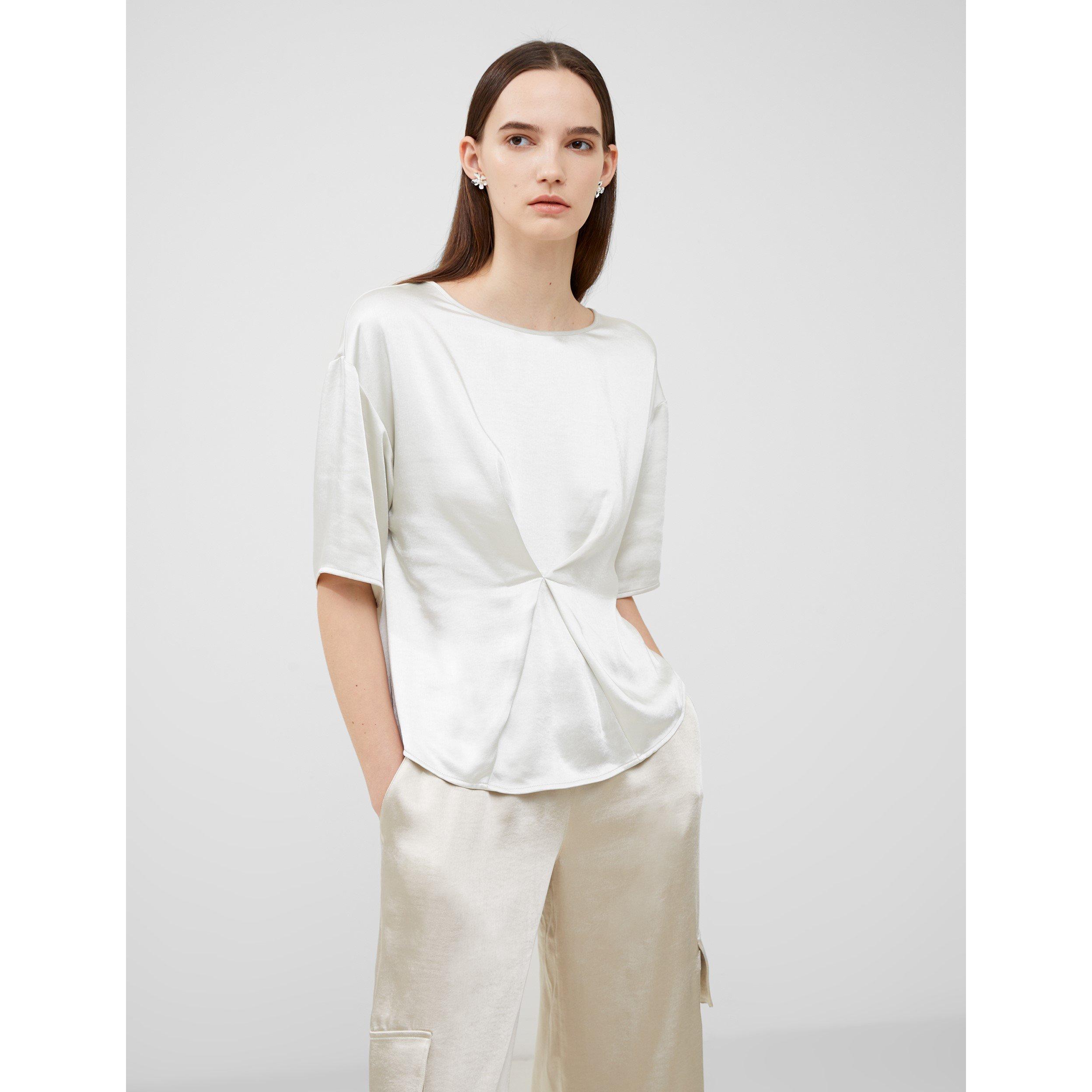 90-Silver Lng - French Connection - Women's Chloetta Pleated Top - 2