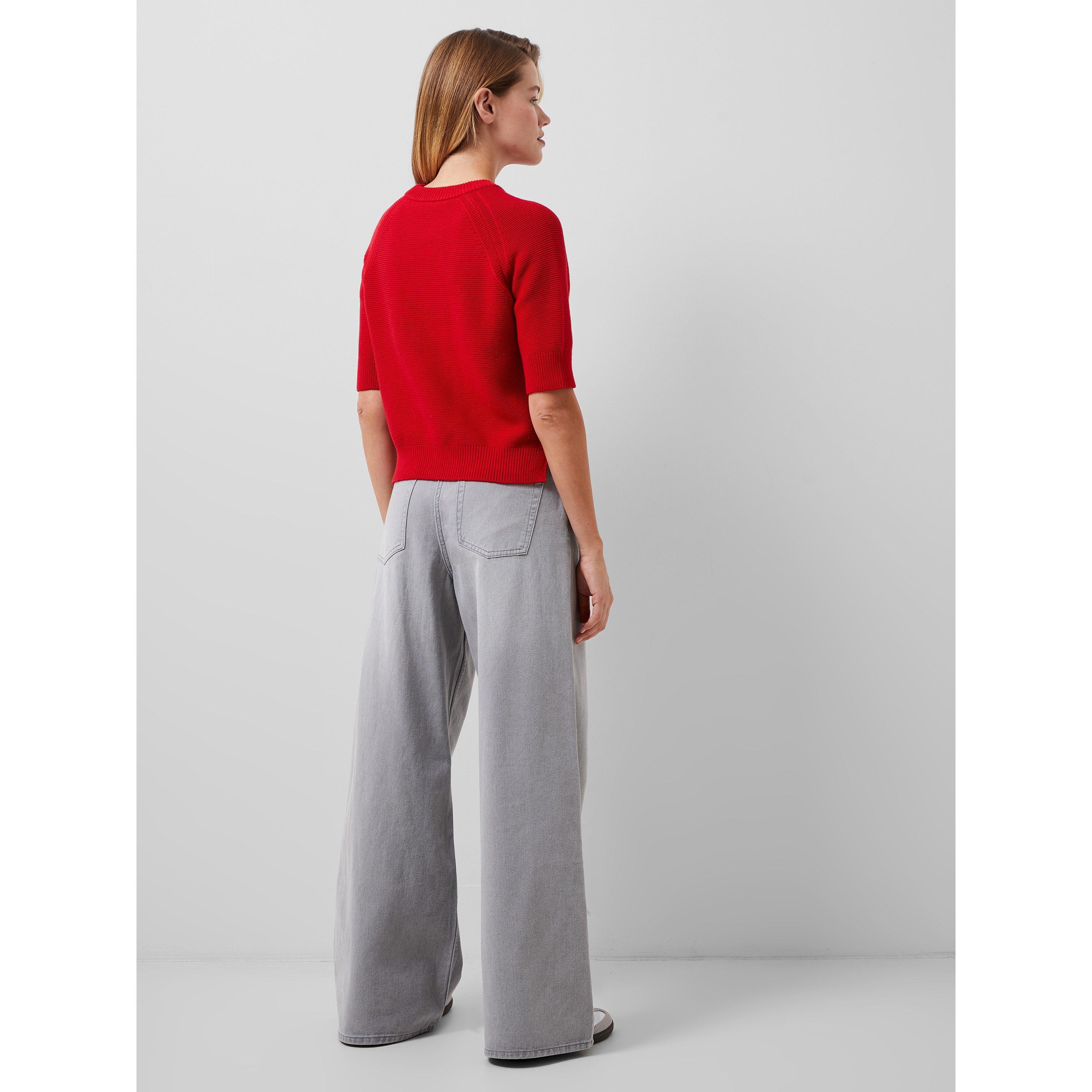 61-True Red - French Connection - Women's Lily Mozart Striped Short-Sleeve Crew Neck Jumper - 3