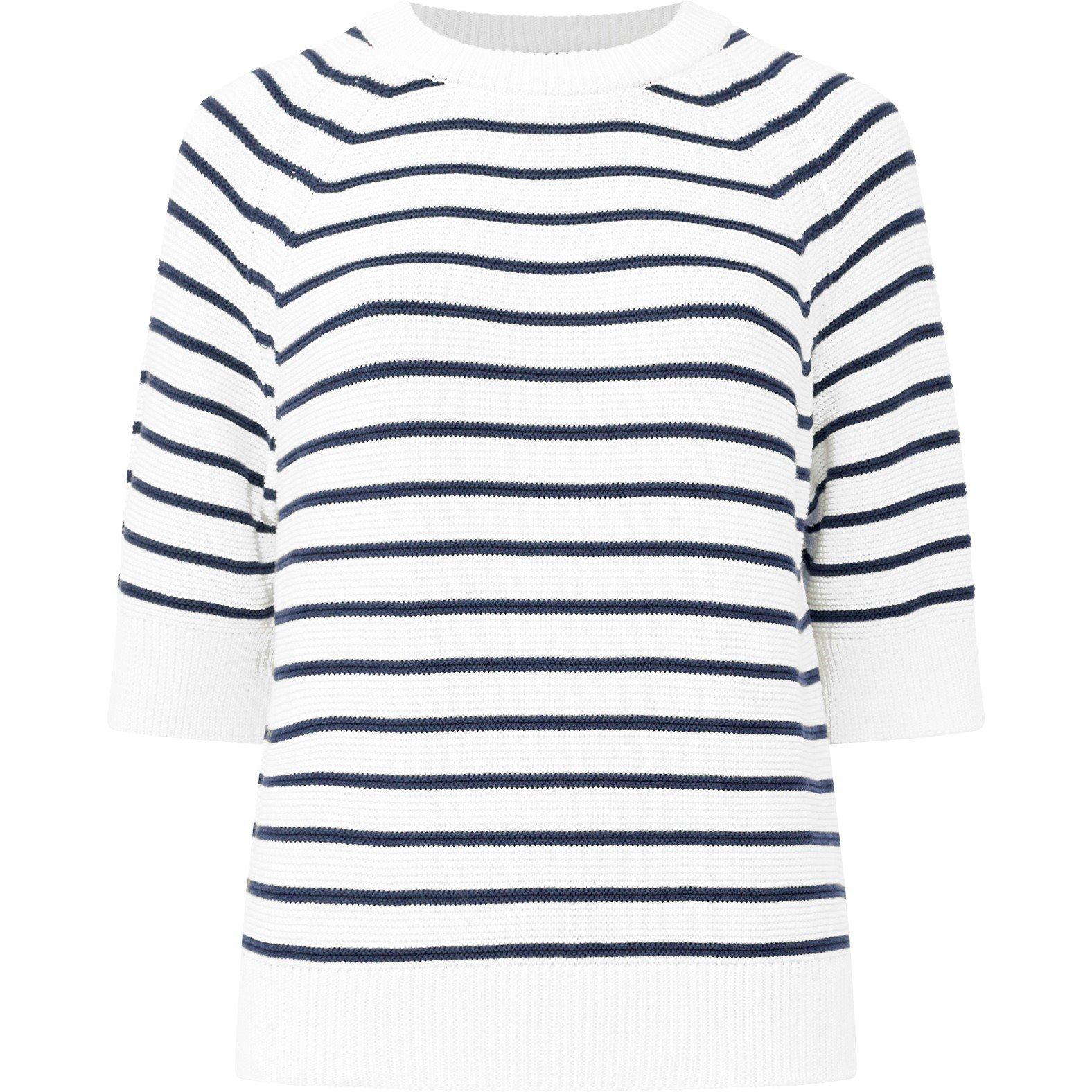 40-Wht-Utility - French Connection - Women's Lily Mozart Striped Short-Sleeve Crew Neck Jumper - 4
