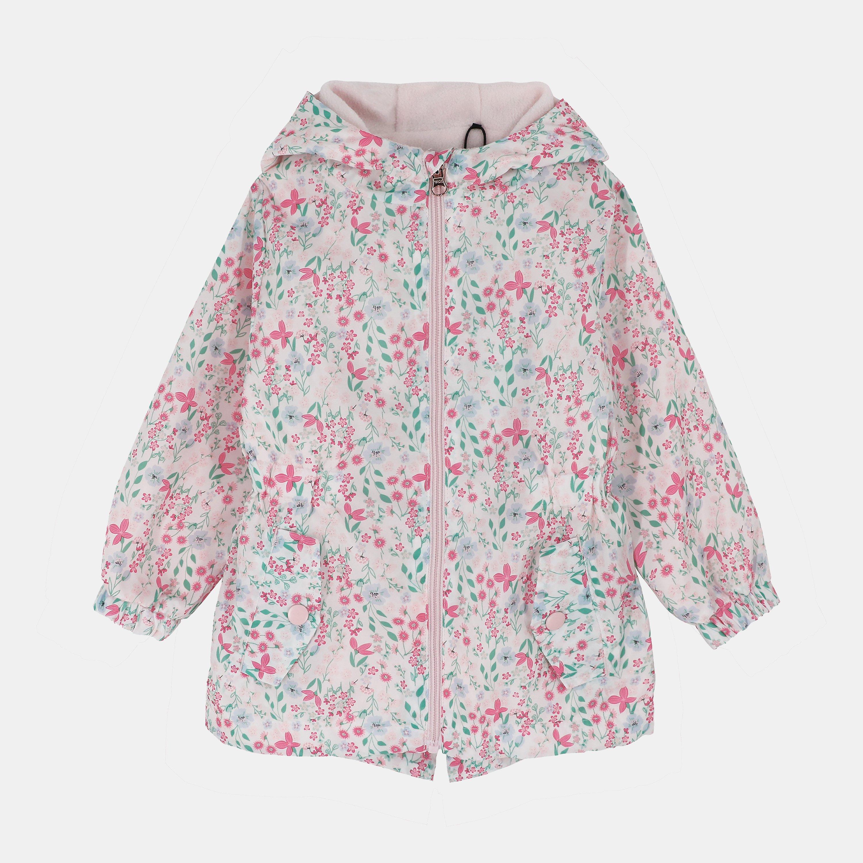 Kids Enchanted Blossom Pink Floral Hooded Long Sleeve Anorak
