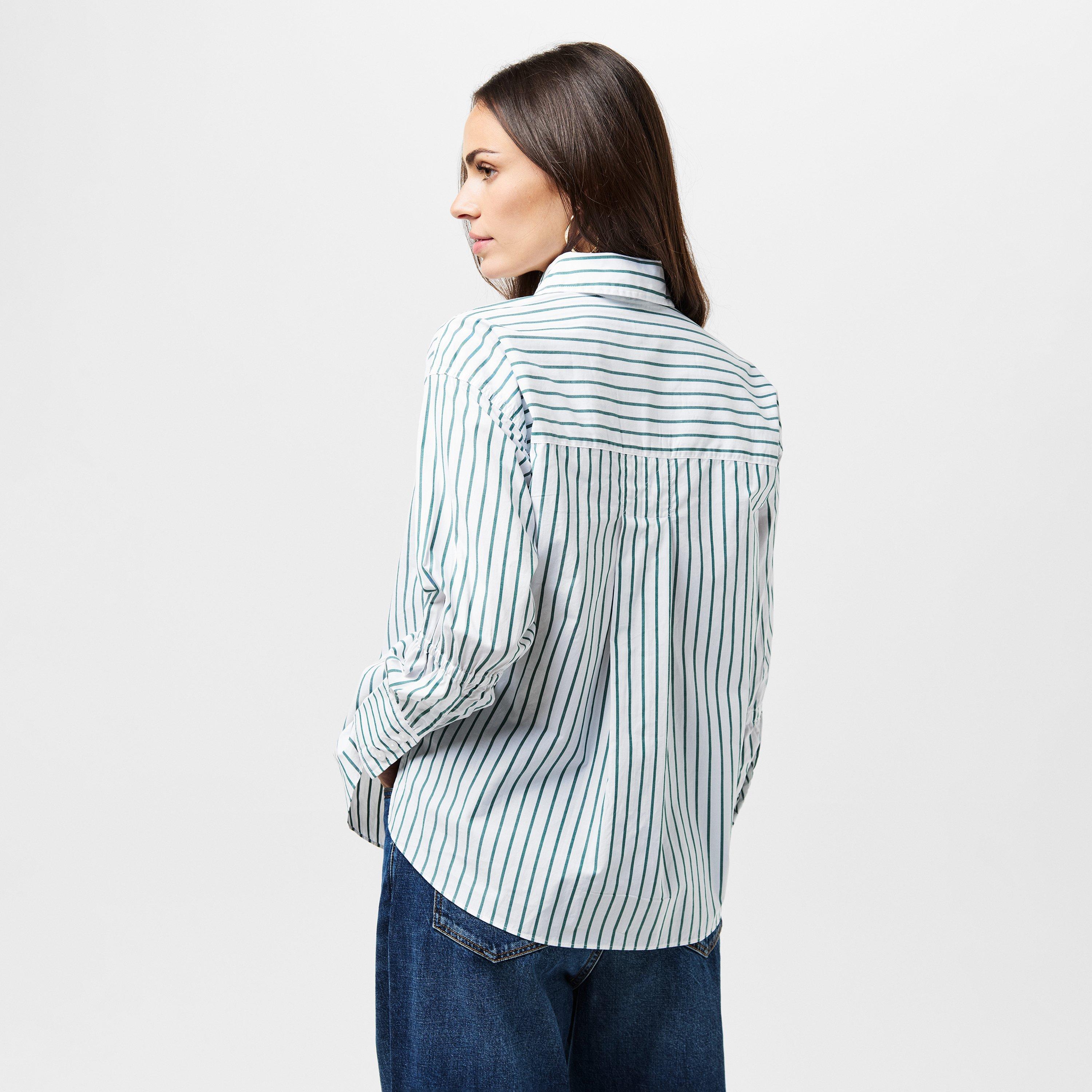 11-Wht-Forest G - French Connection - Women's Rhodes Long-Sleeve Patterned Shirt - 4