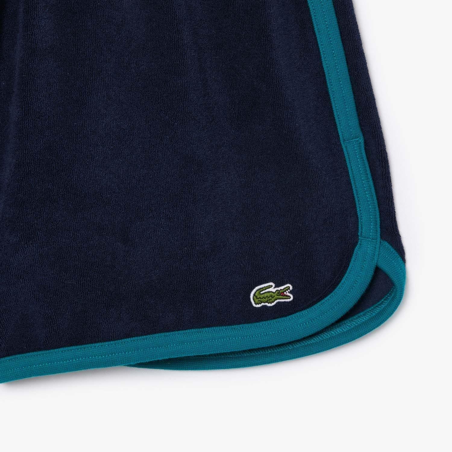 Blue - Lacoste - Cotton Terry Contrast Accent Shorts - 3