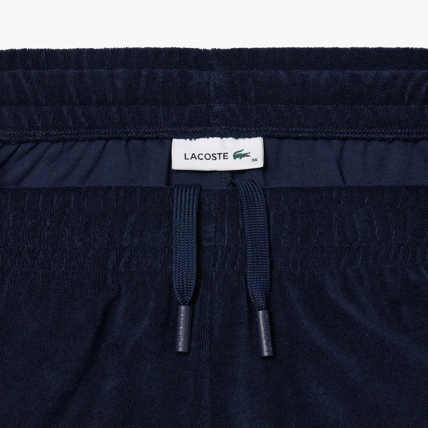 Blue - Lacoste - Cotton Terry Contrast Accent Shorts - 4