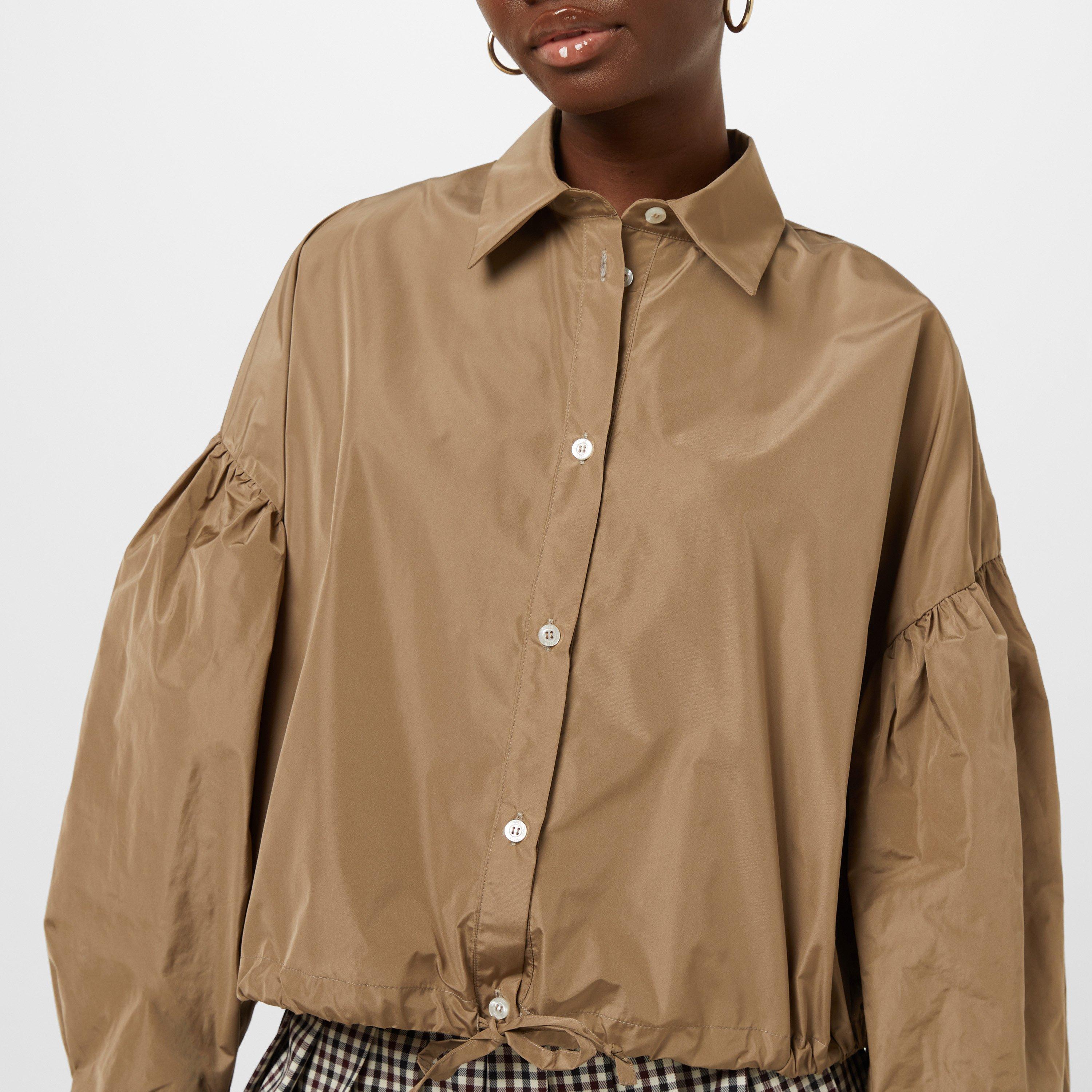 Military Green - MSGM - Women's Tie Hem Long-Sleeve Plain Shirt - 3