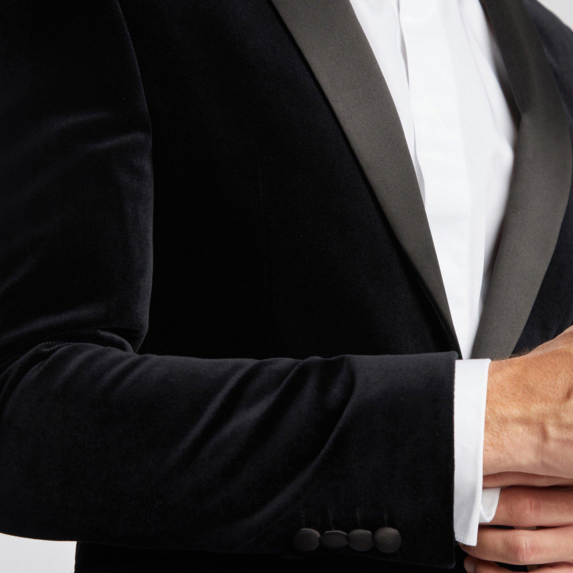 Zwart - Ted Baker - Men's Vilas Cotton Long Sleeve Slim Fit Blazer - 5