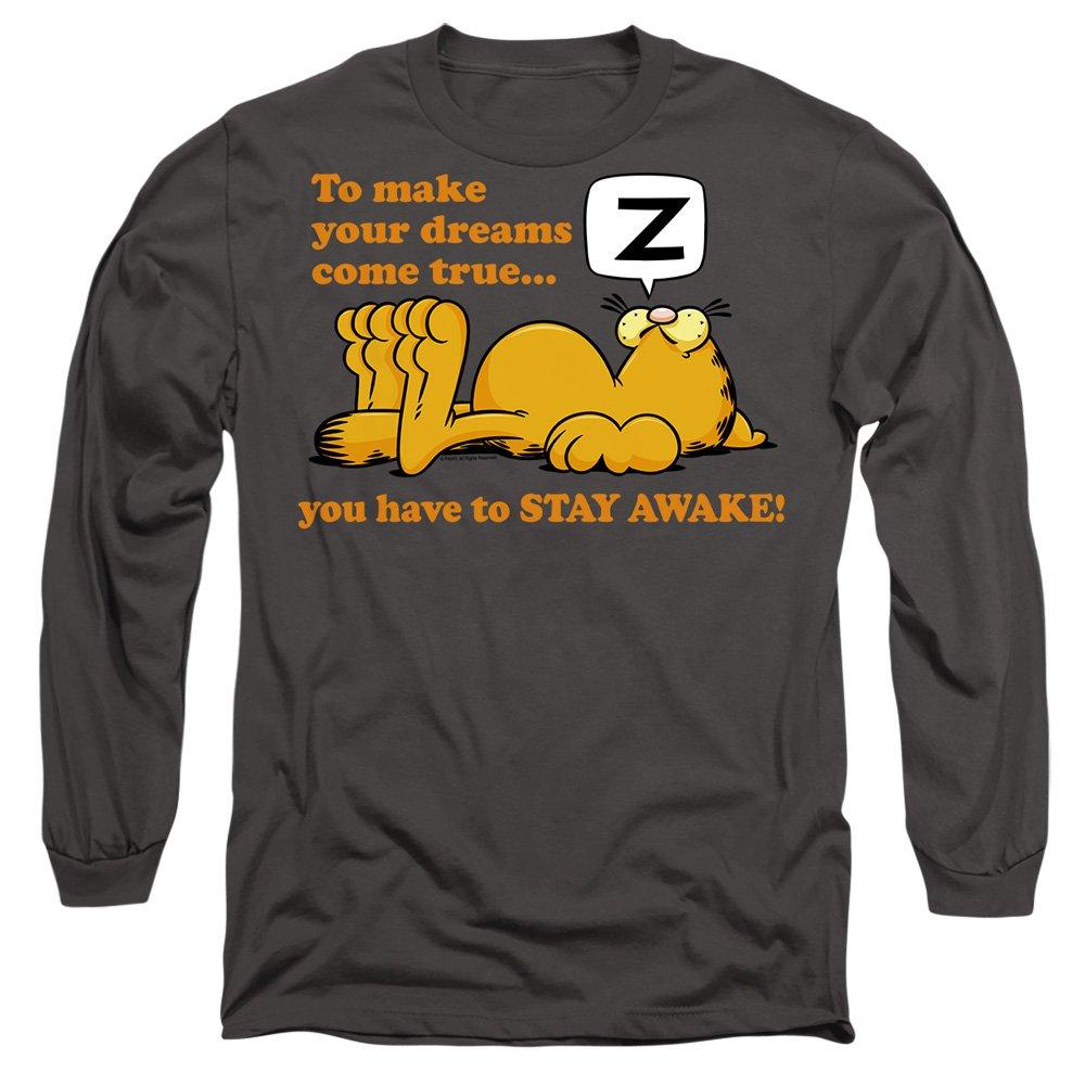 Grey - Garfield - Garfield Stay Awake Long Sleeve T-Shirt Charcoal - 1
