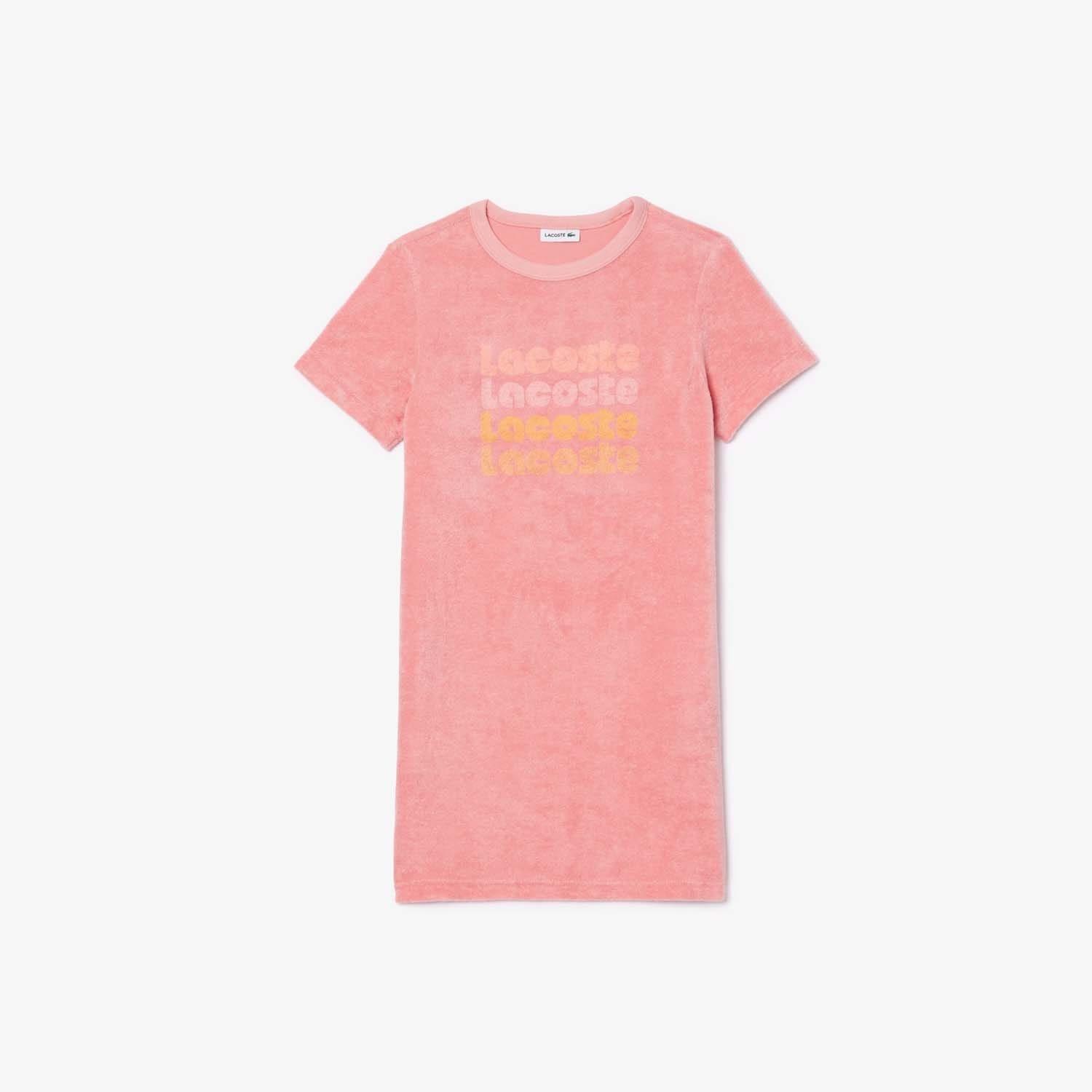 Pink - Lacoste - Cotton Terry Logo T-Shirt Dress - 1