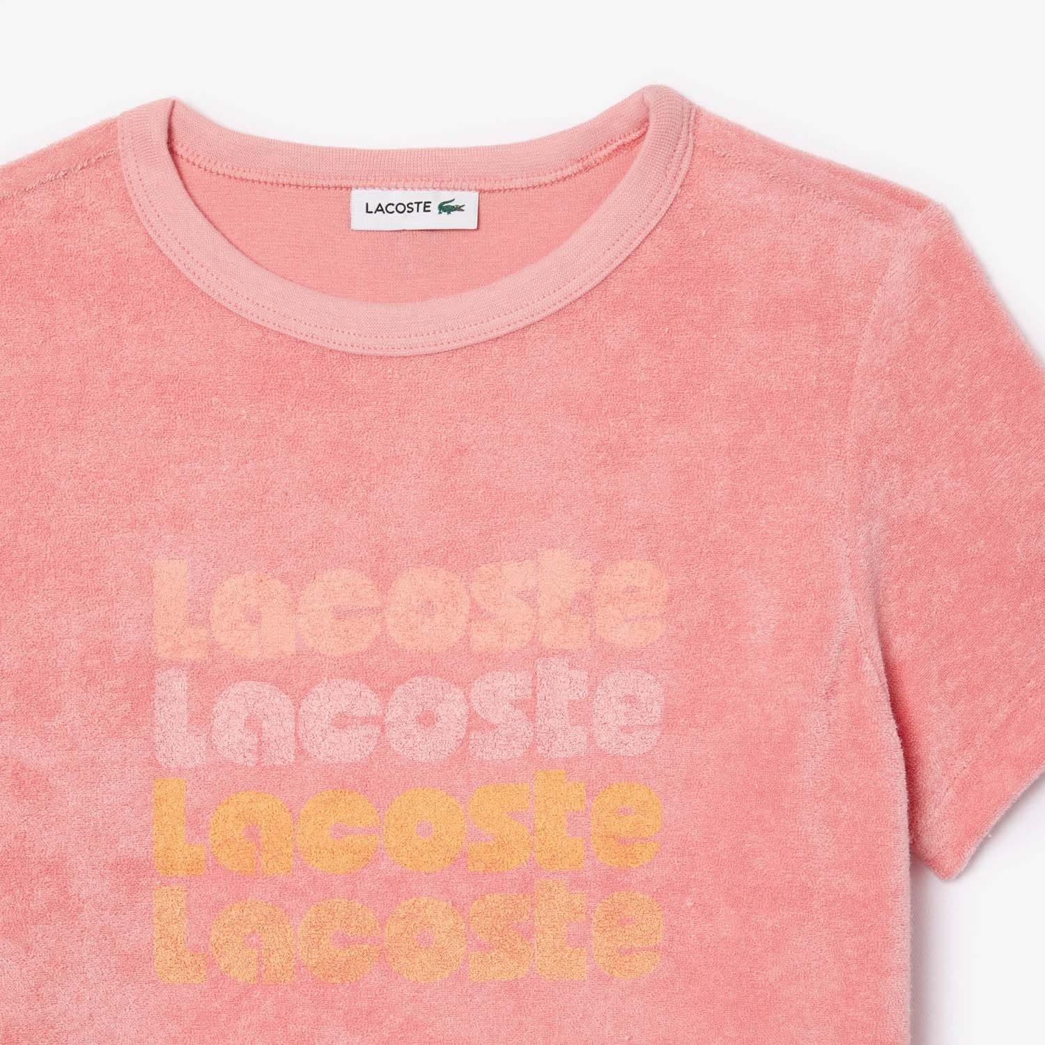 Pink - Lacoste - Cotton Terry Logo T-Shirt Dress - 4