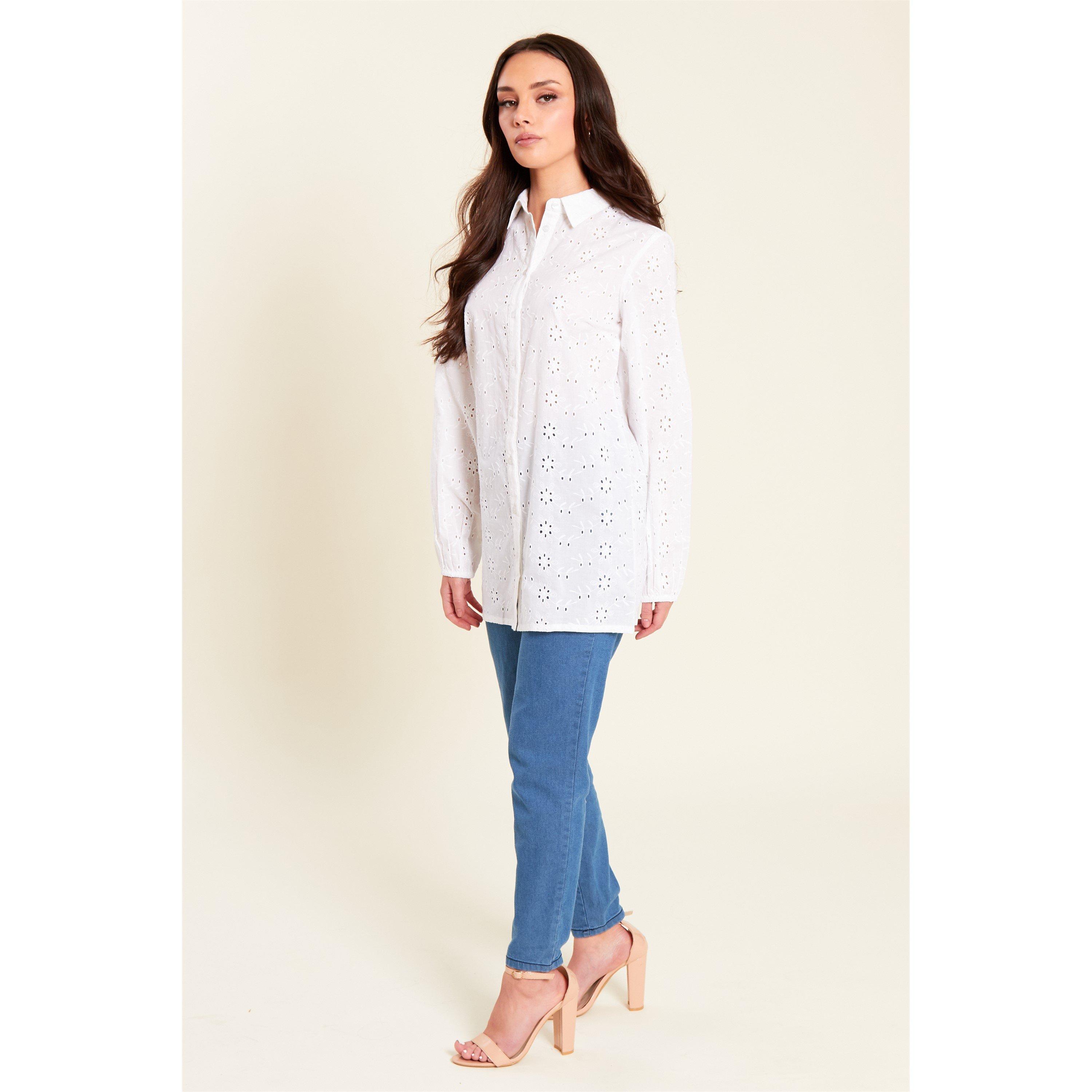 White - Be You - Broderie Shirt Womens - 2