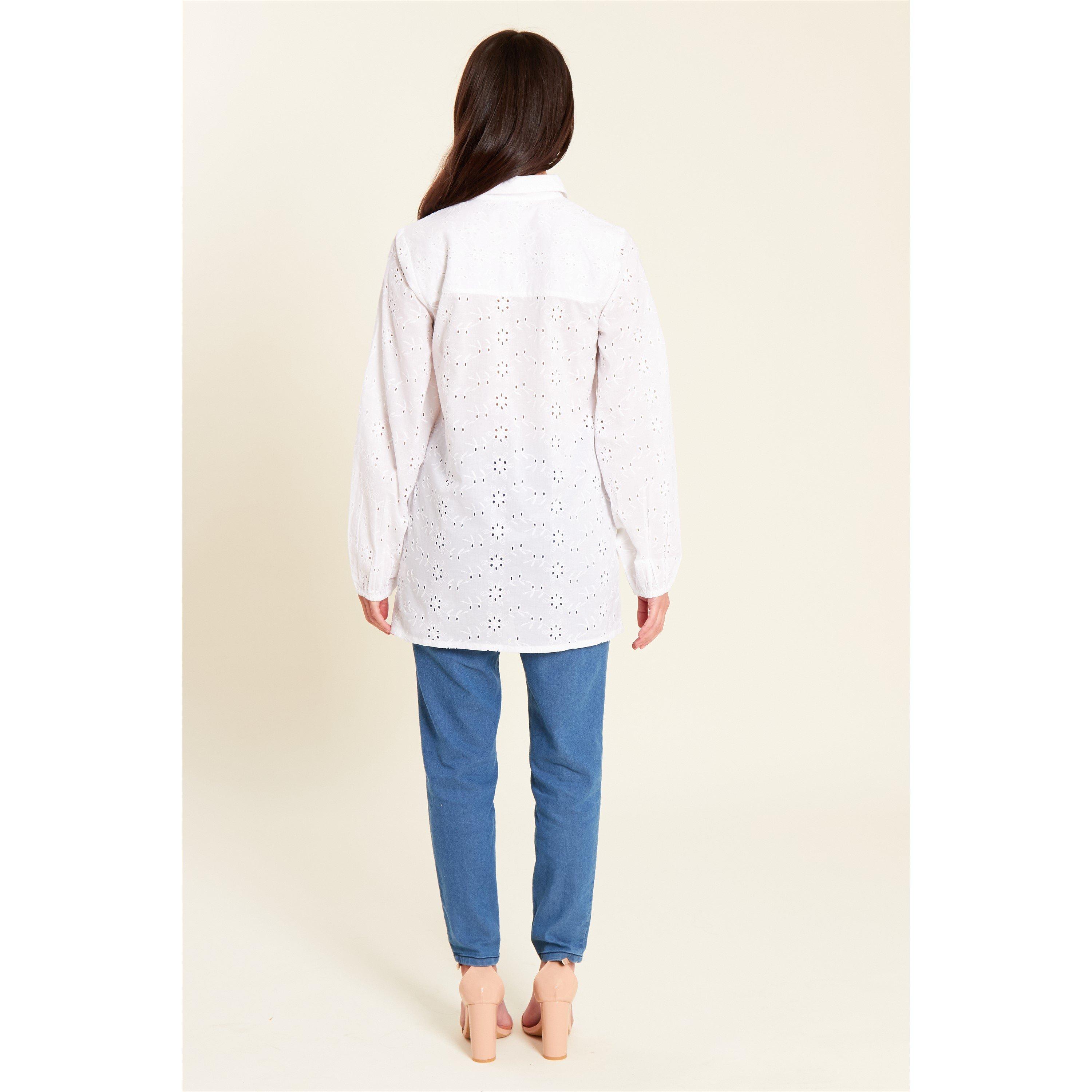White - Be You - Broderie Shirt Womens - 3