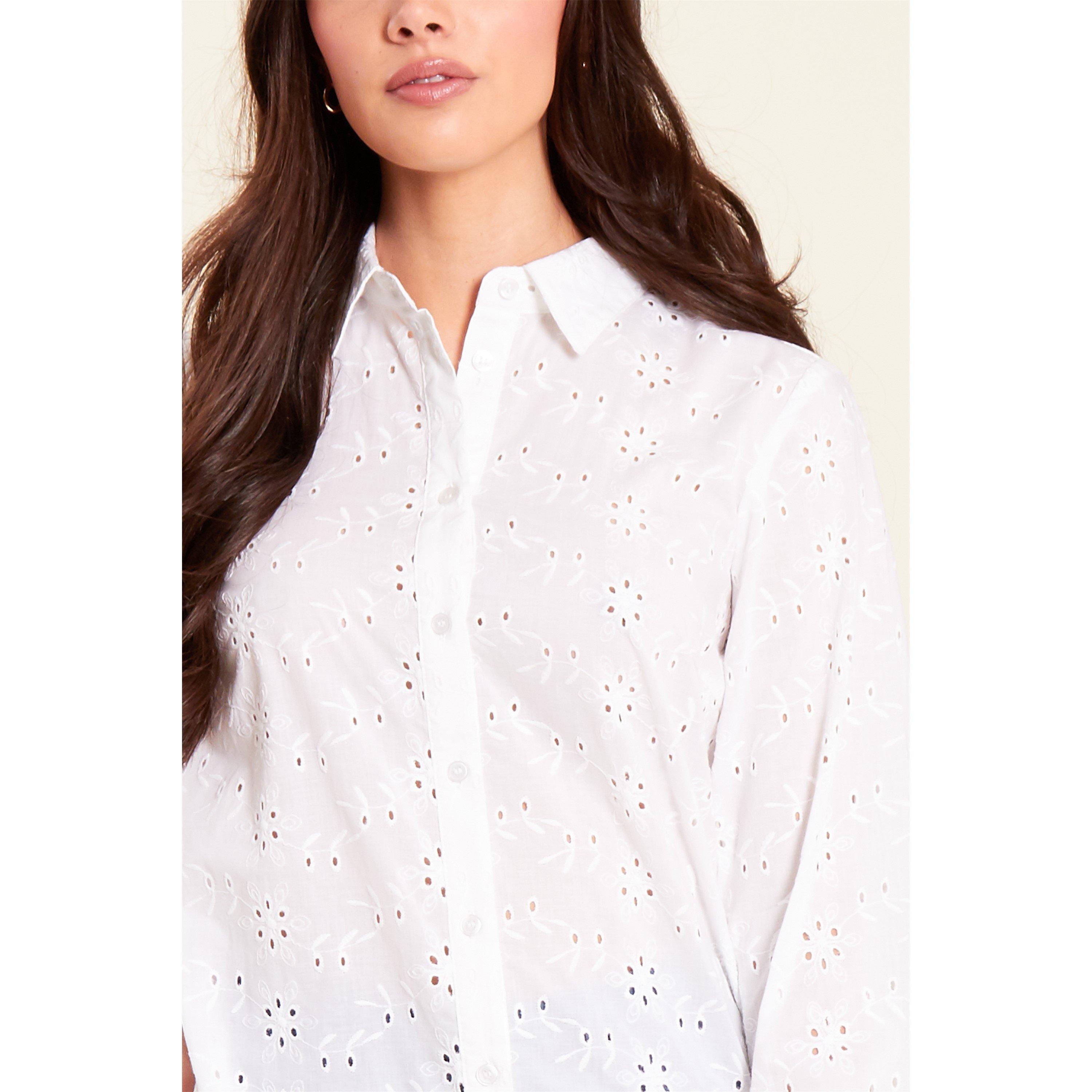White - Be You - Broderie Shirt Womens - 4