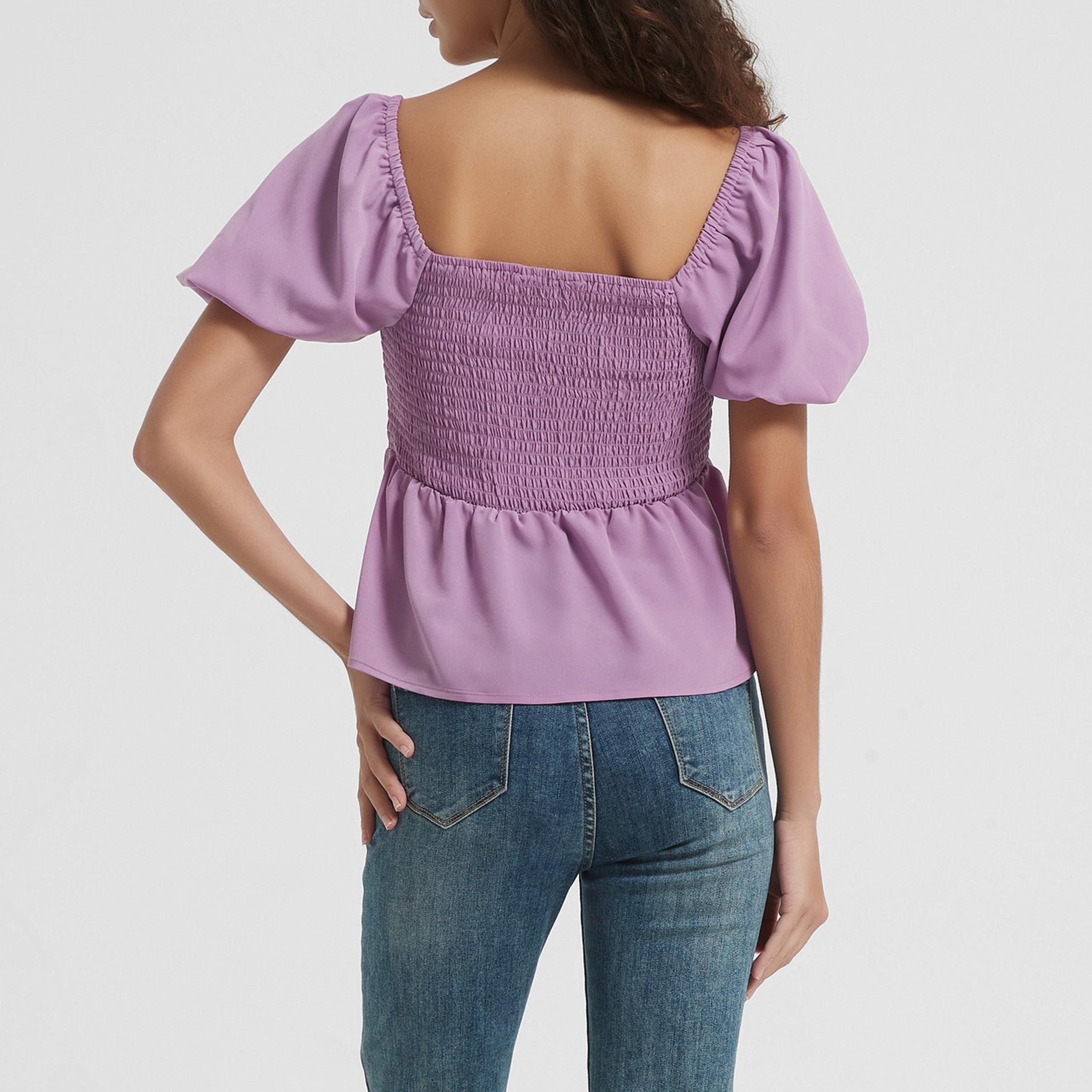 Flieder - Be You - Puff Sleeve Peplum Blouse - 3