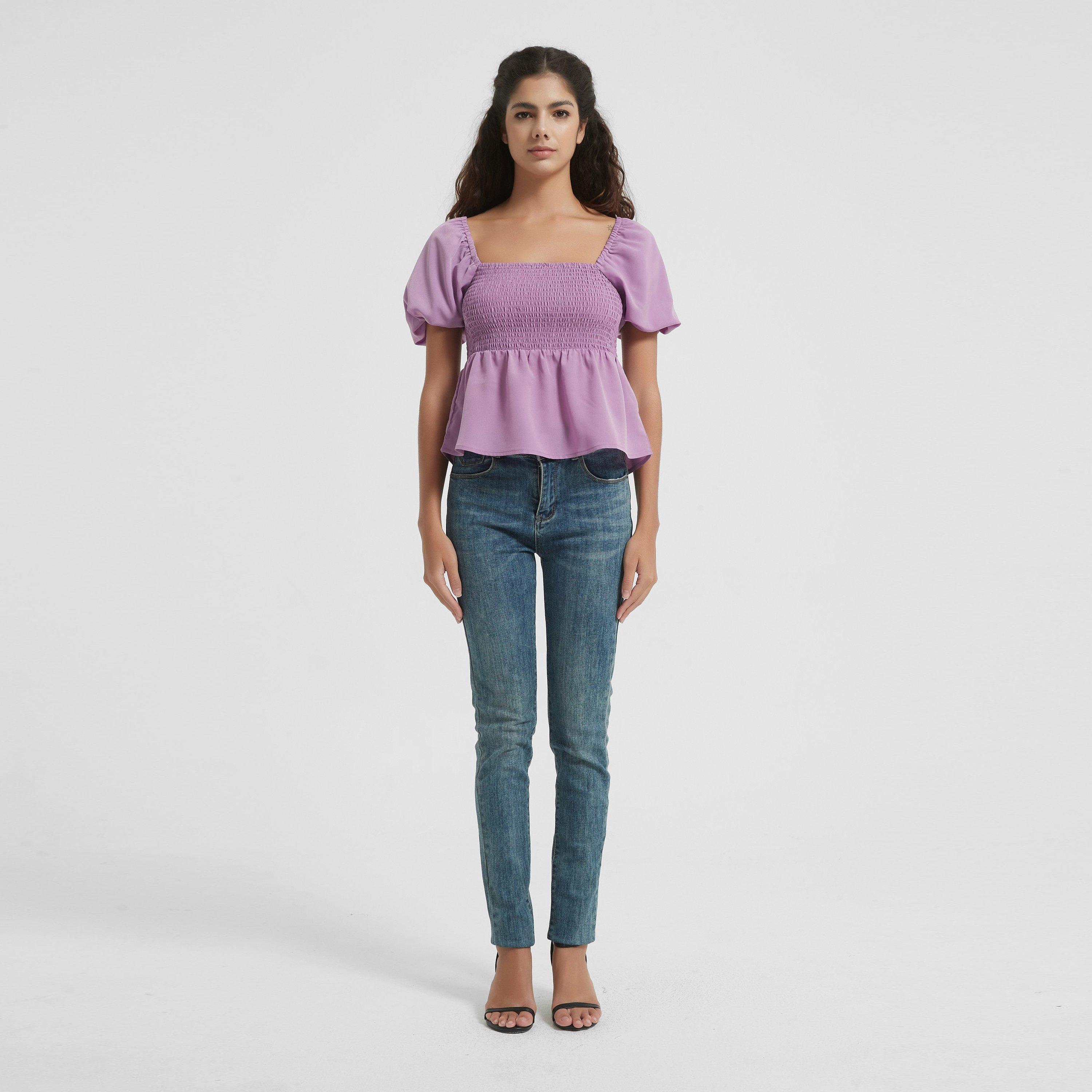 Flieder - Be You - Puff Sleeve Peplum Blouse - 4