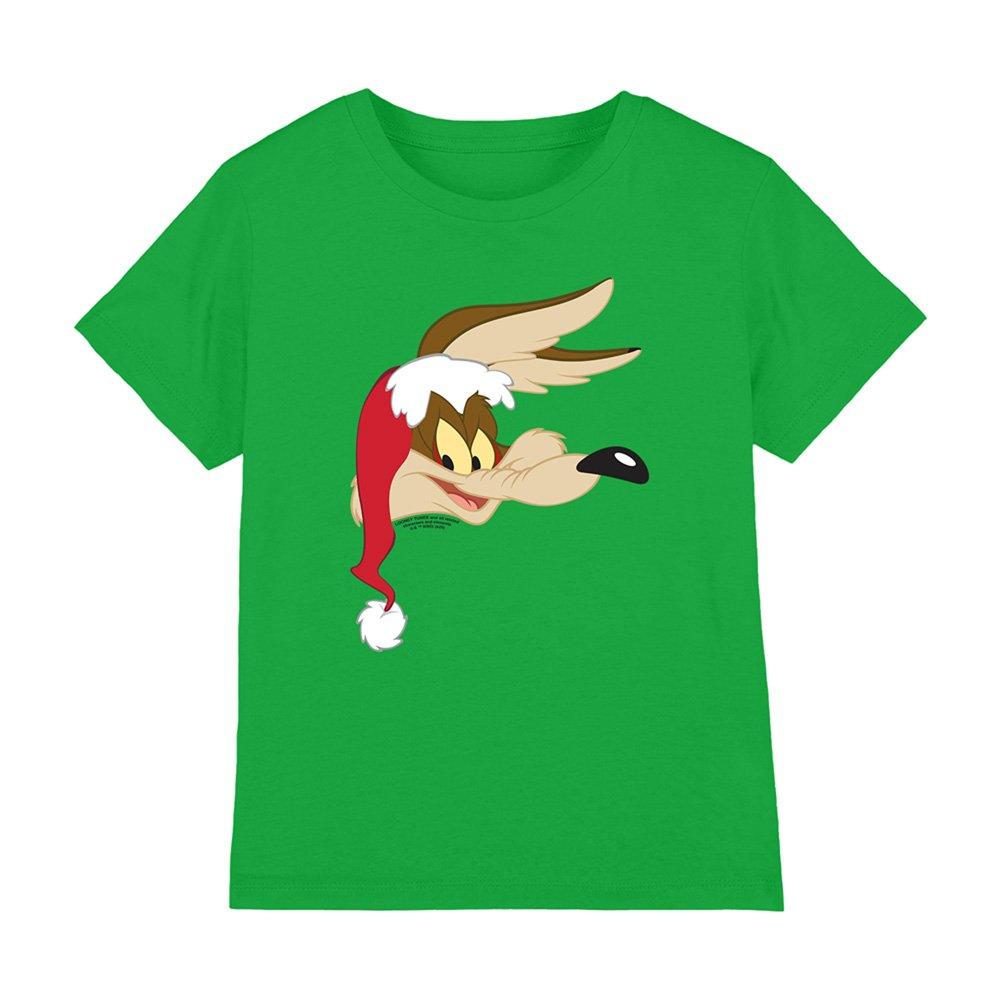 Looney Tunes Wile E. Coyote Santa Hat Kids T-Shirt Kelly Green