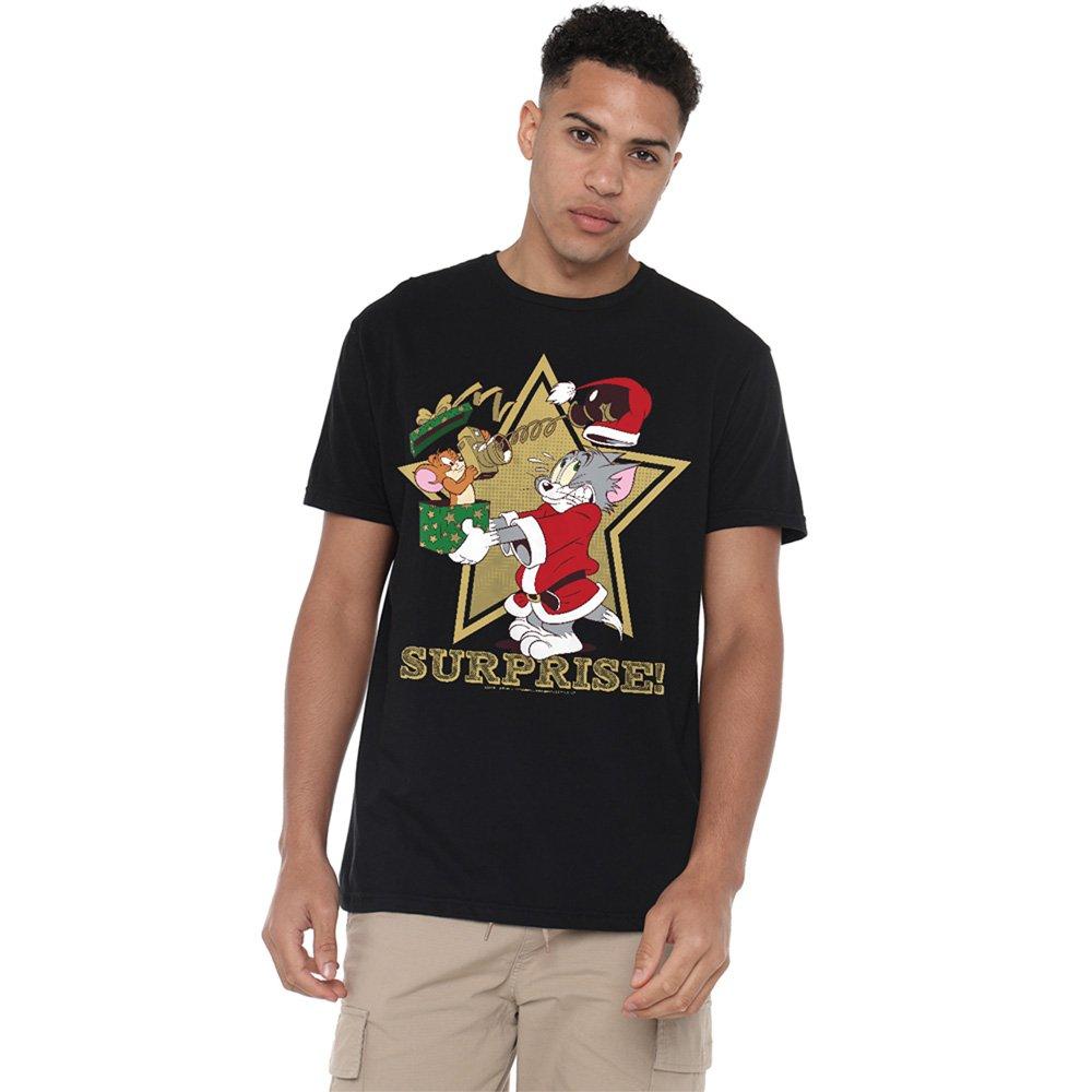 Black - Warner Brothers - Tom And Jerry Christmas Surprise T-Shirt Black - 1
