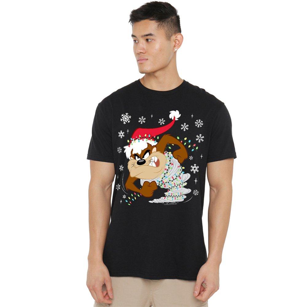 Black - Warner Brothers - Looney Tunes Taz Santa Hat T-Shirt Black - 1