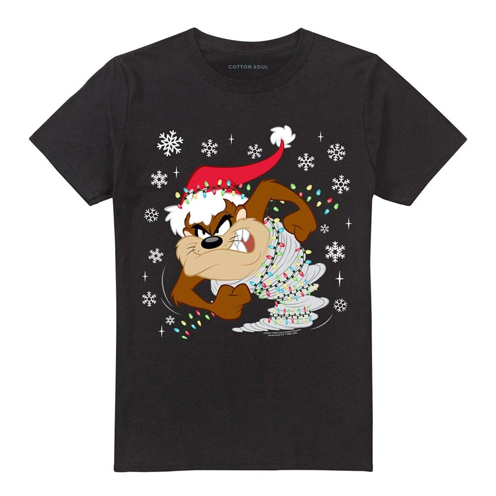 Black - Warner Brothers - Looney Tunes Taz Santa Hat T-Shirt Black - 4