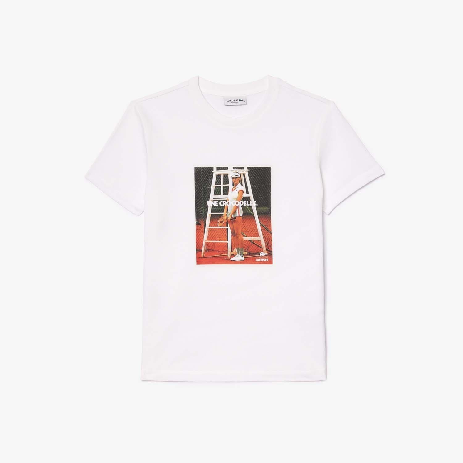 White - Lacoste - Crocodelle Printed Piqu¿ T-Shirt - 1