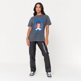 Character Adults Unisex Acid Wash David Bowie T Shirt Black