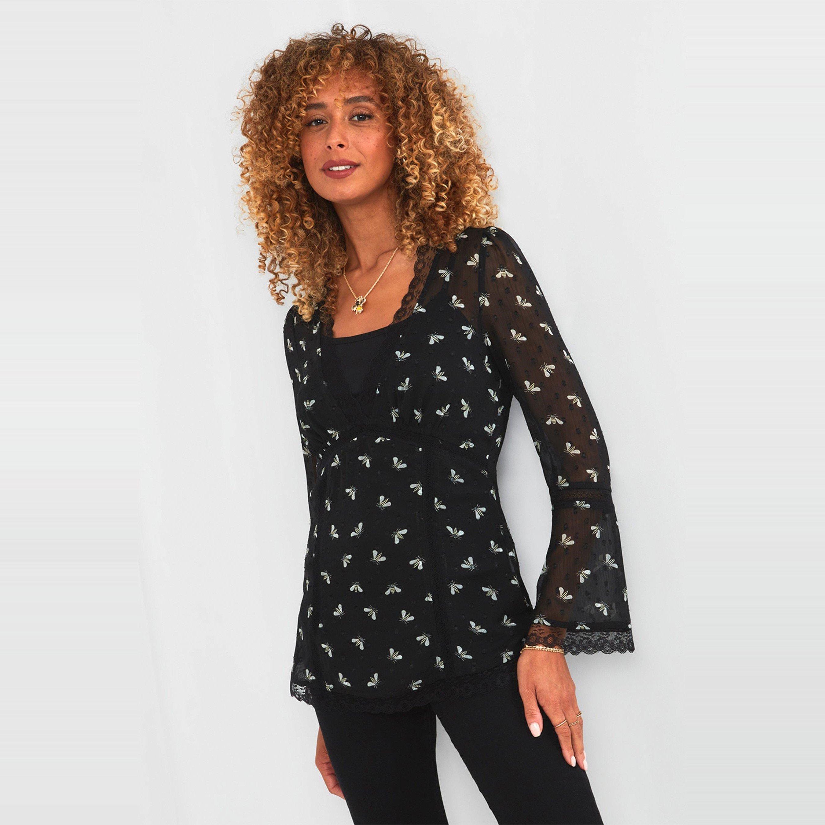Black - Joe Browns - Ladies Wide Cuff Detail Shirt - 1