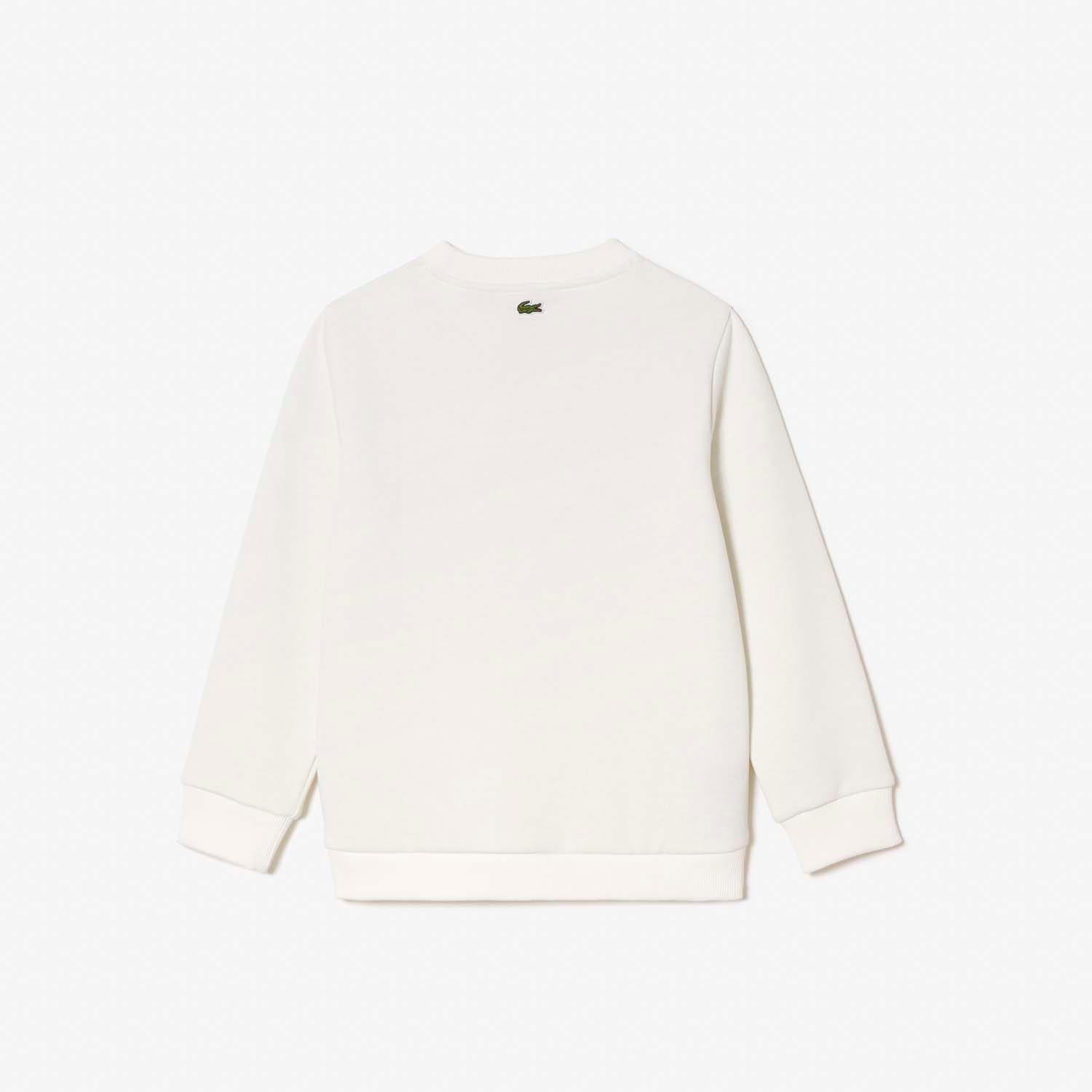 Cream - Lacoste - Fleece Crewneck Print Sweatshirt - 2