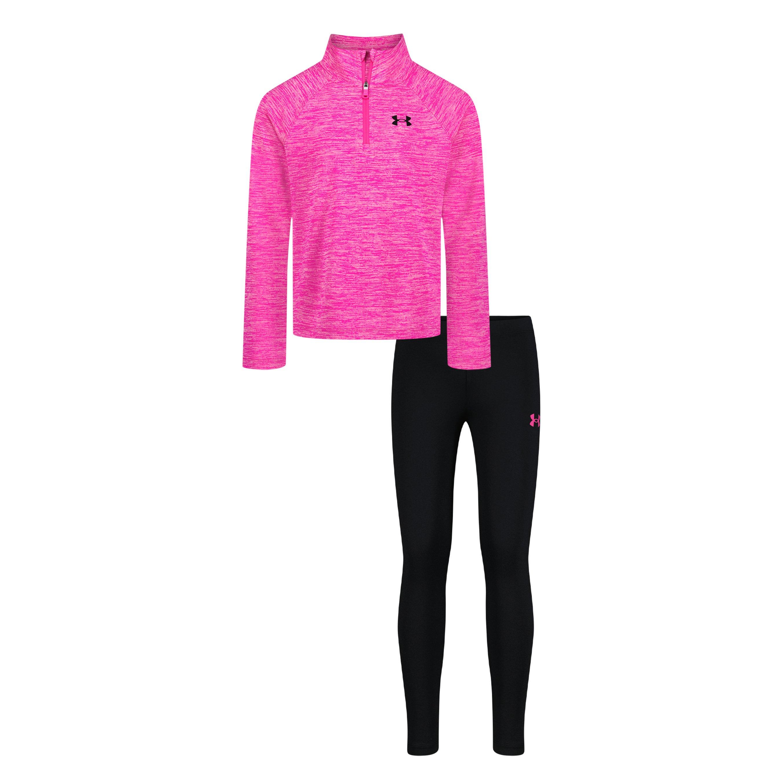 Black/Pink - Under Armour - Kids' Quarter-Zip Poly Tracksuit - 1