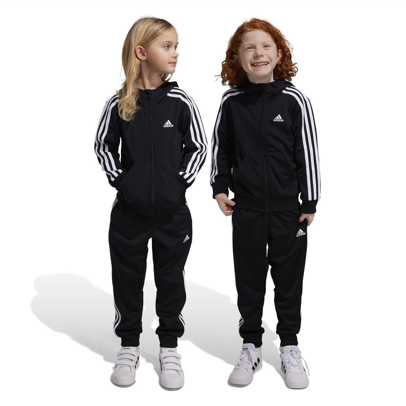 Black/White - adidas - 3 Stripe Poly Tracksuit - 1